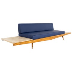 Adrian Pearsall Midcentury Platform Sofa with Travertine Side End Tables