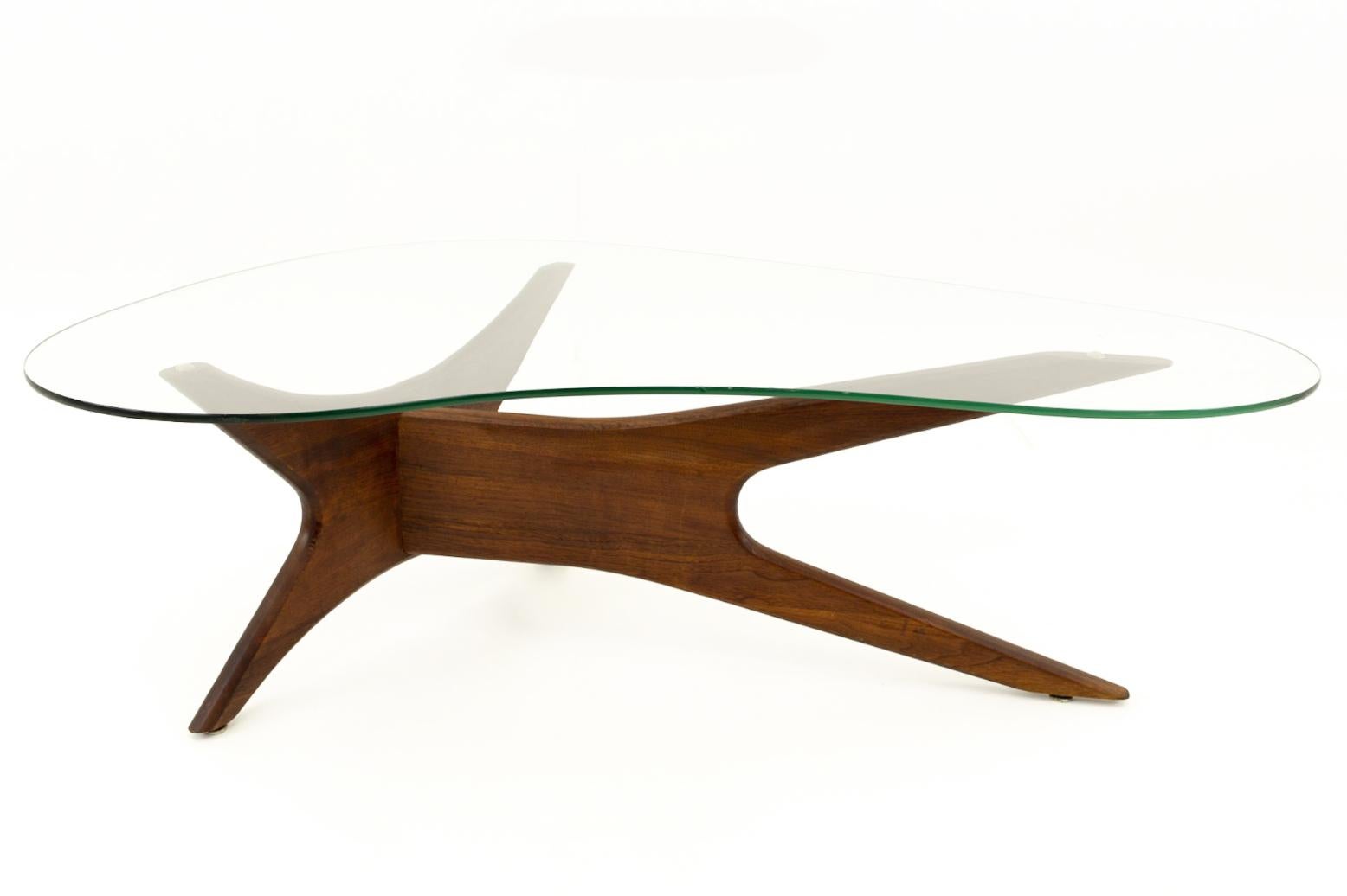 American Adrian Pearsall Mid Century Sculptural Kidney Shaped Walnut Coffee Table