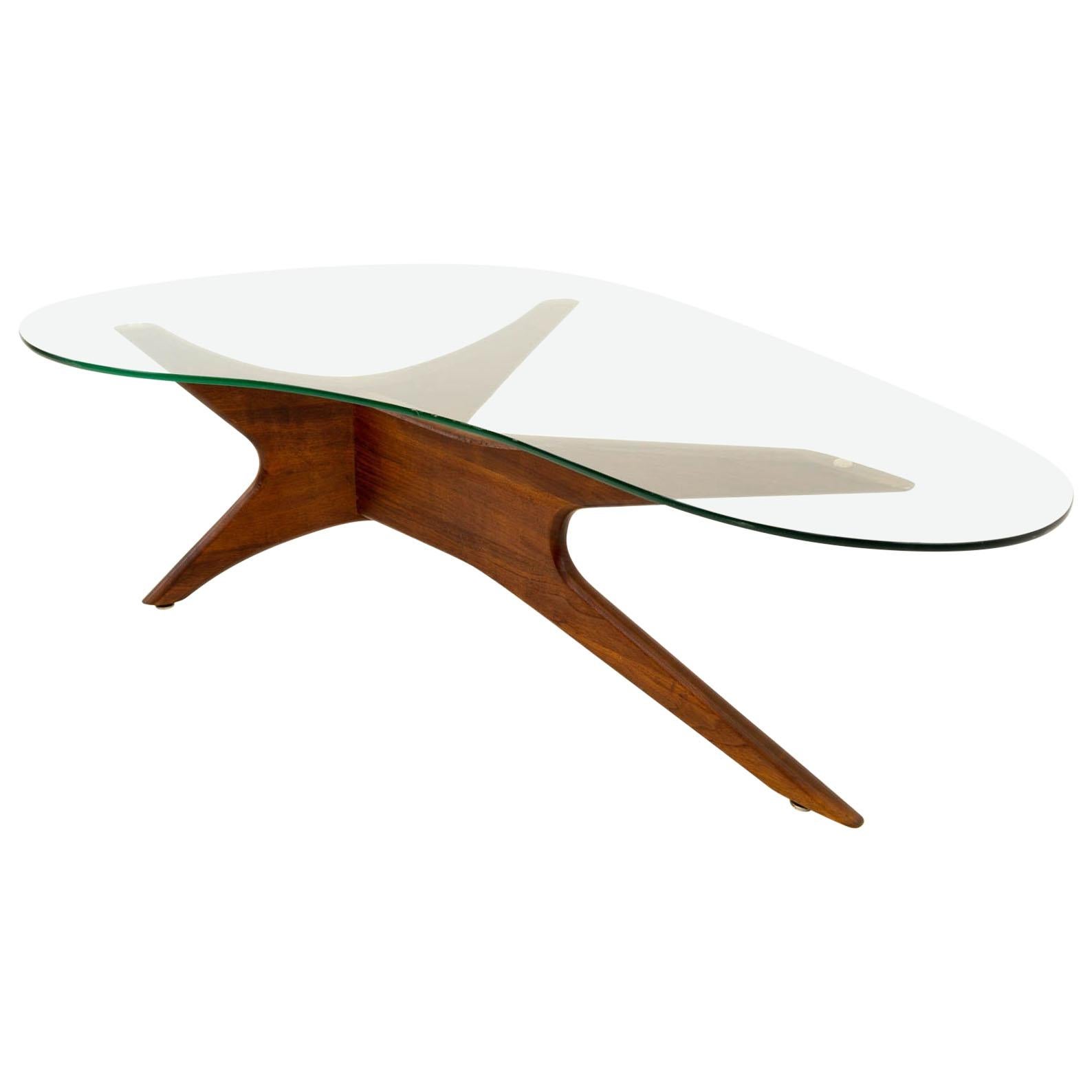 Adrian Pearsall Mid Century Sculptural Kidney Shaped Walnut Coffee Table