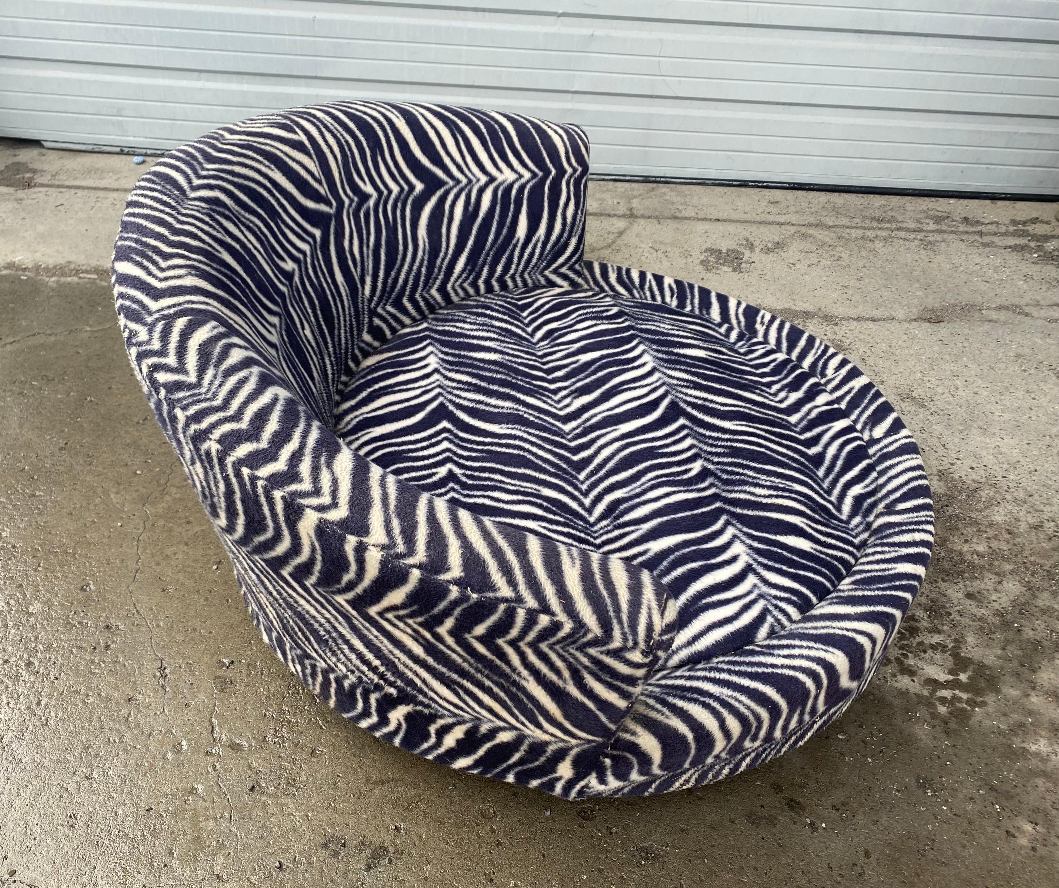 Fabric Adrian Pearsall, Milo Baughman Style Disc / Sphere Lounge Chair, 1970s For Sale