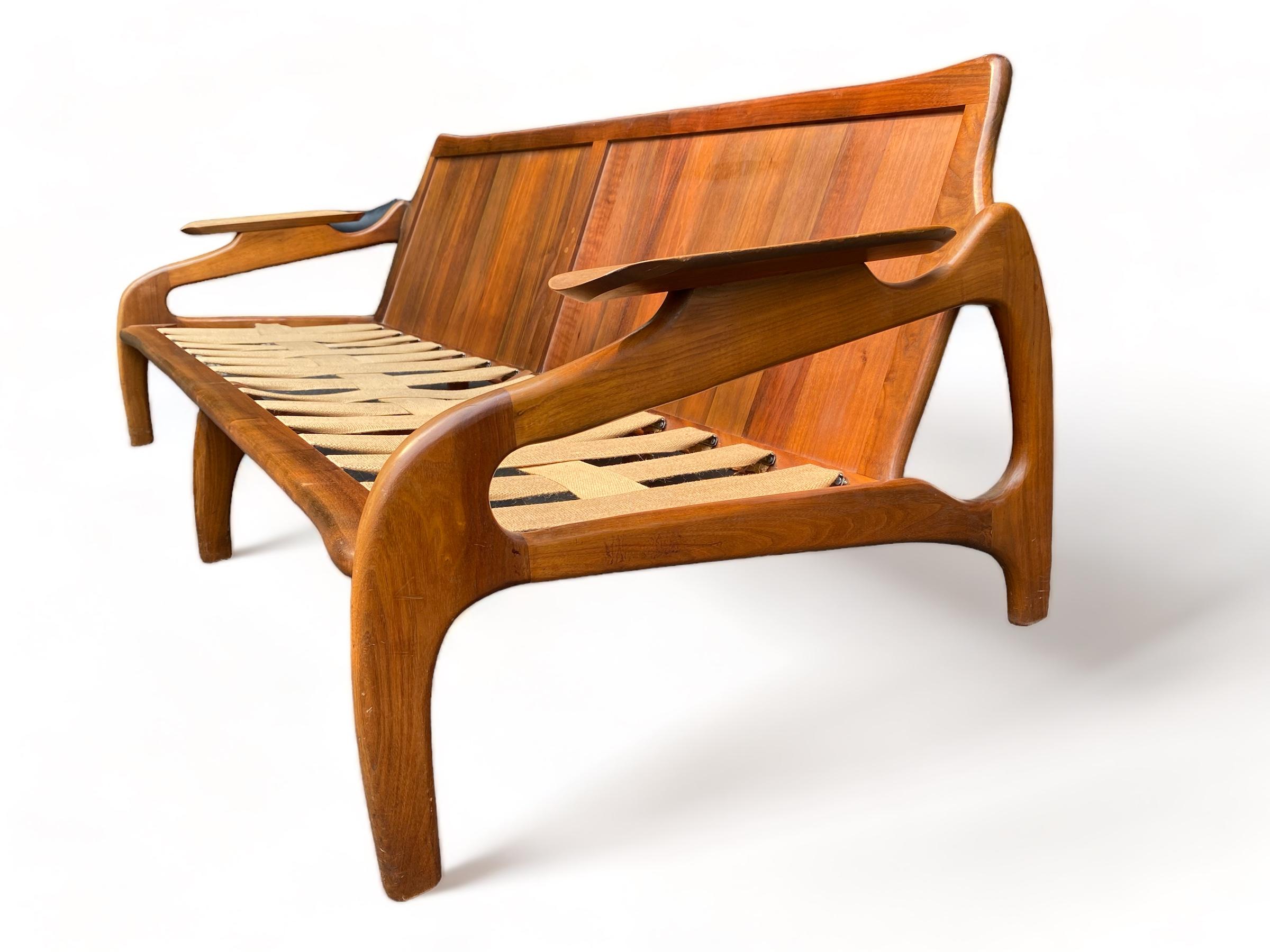Organic Modern Adrian Pearsall Model 1209S 3 seater walnut sofa