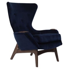 Adrian Pearsall Model 2231-C Wing Chair in Navy Blue Alpaca Velvet