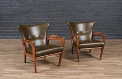 Adrian Pearsall Model 2291-C Leather Wingback Chairs for Craft Associates