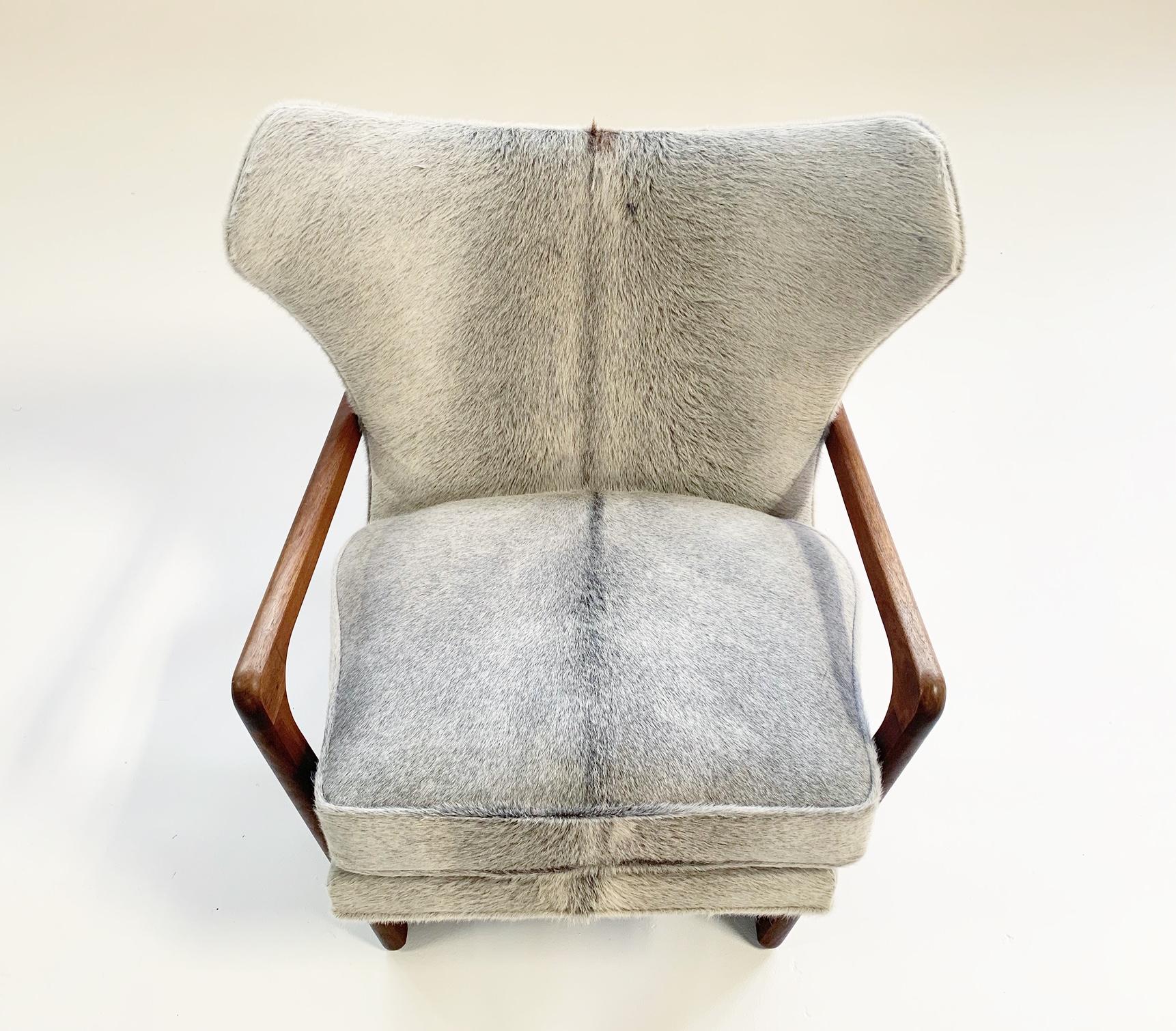 Mid-20th Century Adrian Pearsall Model 2466-C Lounge Chair Restored in Brazilian Cowhide