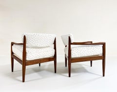 Adrian Pearsall Model 834-C Lounge Chairs in Rose Uniacke Linen, Pair