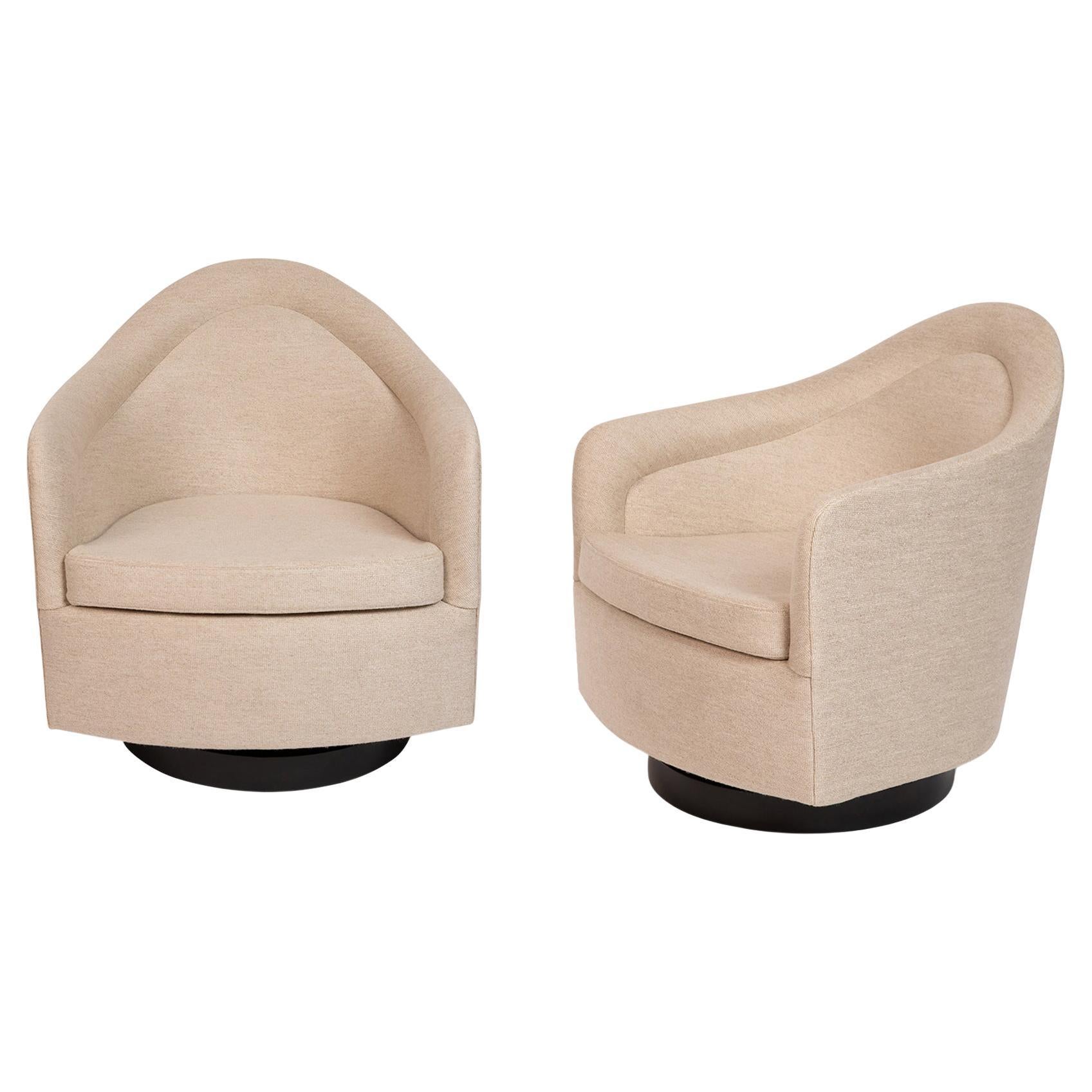 Adrian Pearsall Off-White Swivel Lounge Chairs