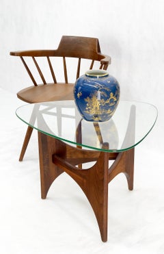 Adrian Pearsall Oiled Walnut Triangle Glass Top Coffee Side End Occasional Table