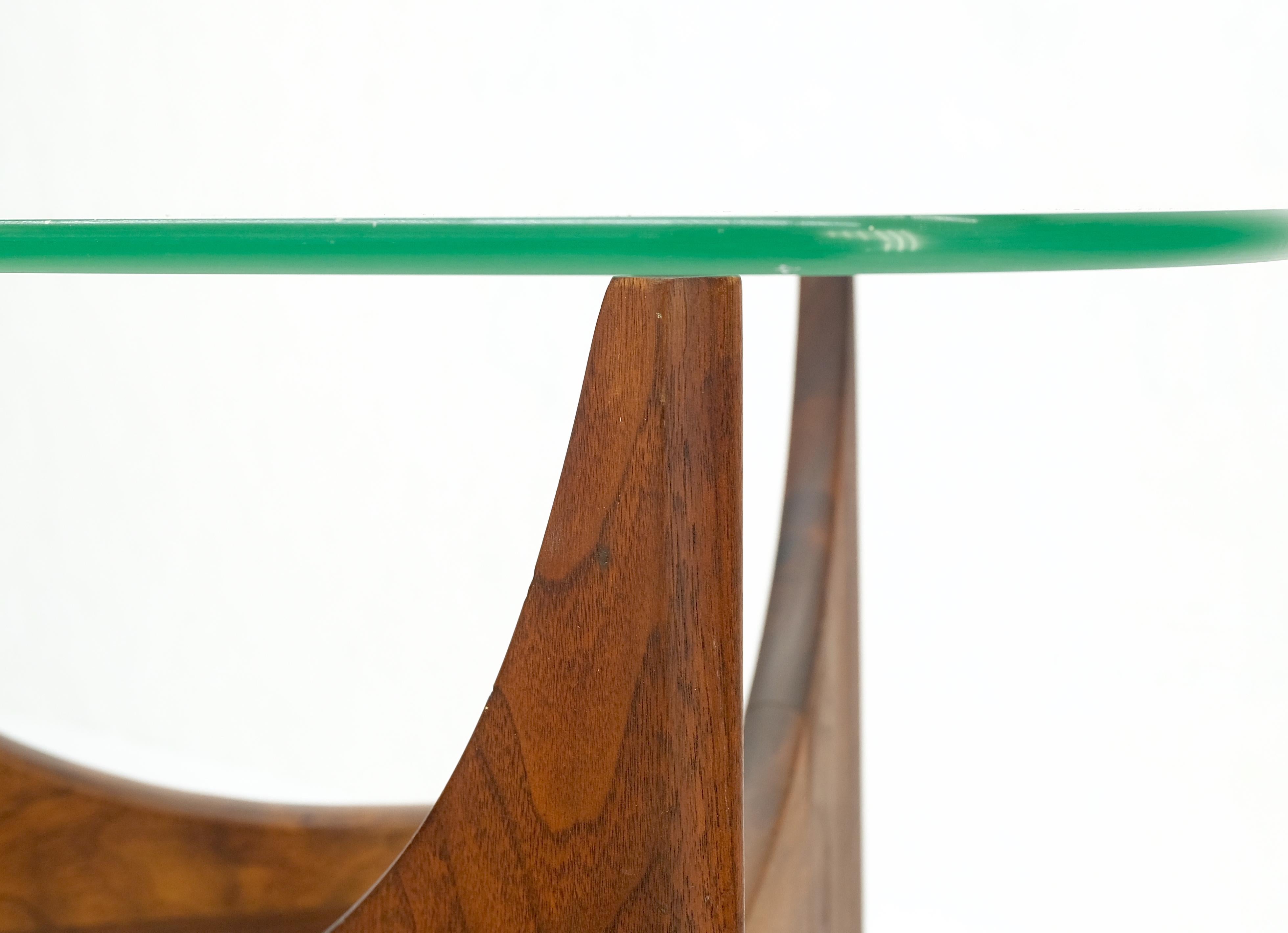 Mid-Century Modern Adrian Pearsall Oiled Walnut Triangle Glass Top Coffee Side End Occasional Table For Sale