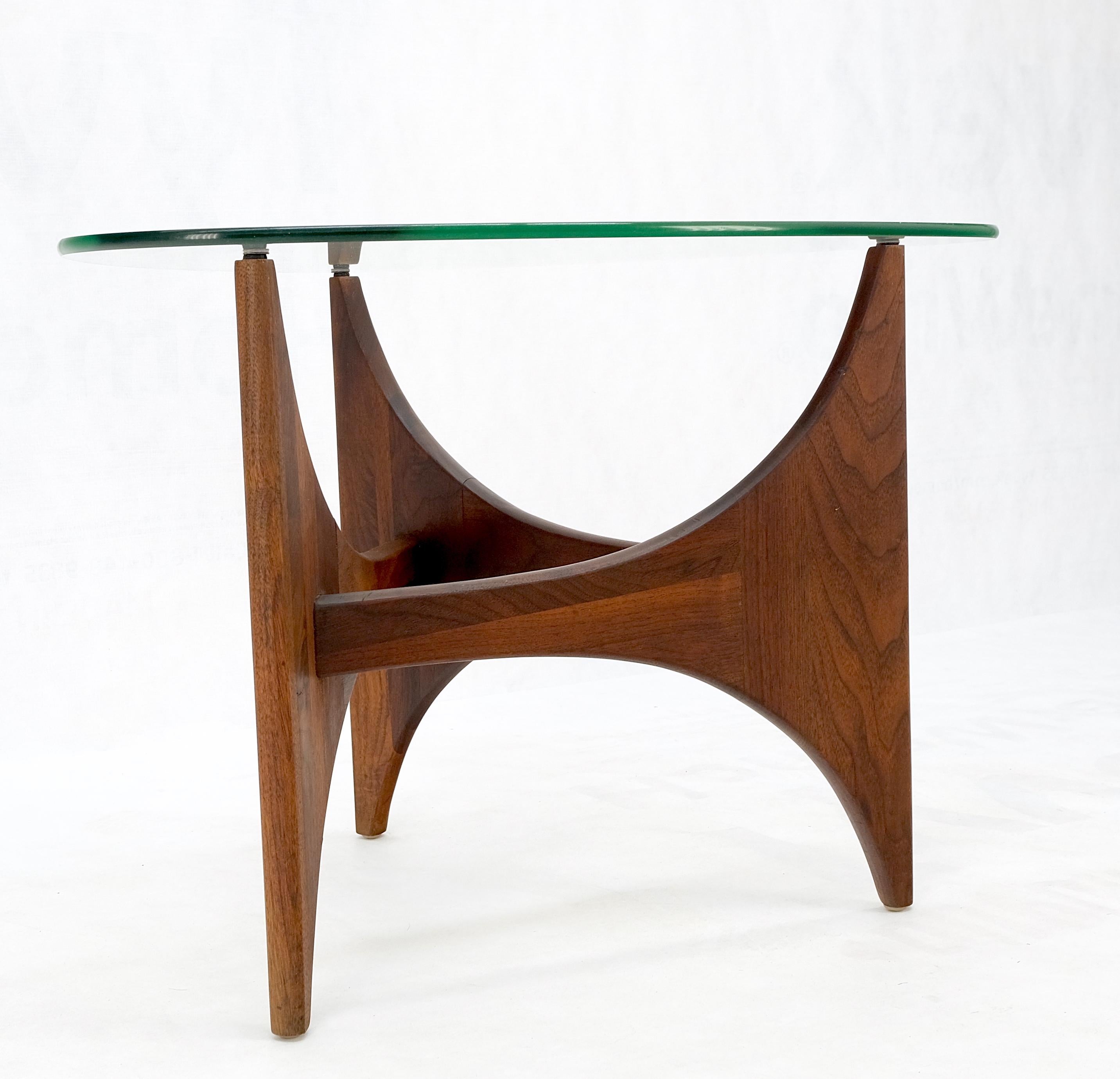 Adrian Pearsall Oiled Walnut Triangle Glass Top Coffee Side End Occasional Table In Good Condition In Rockaway, NJ
