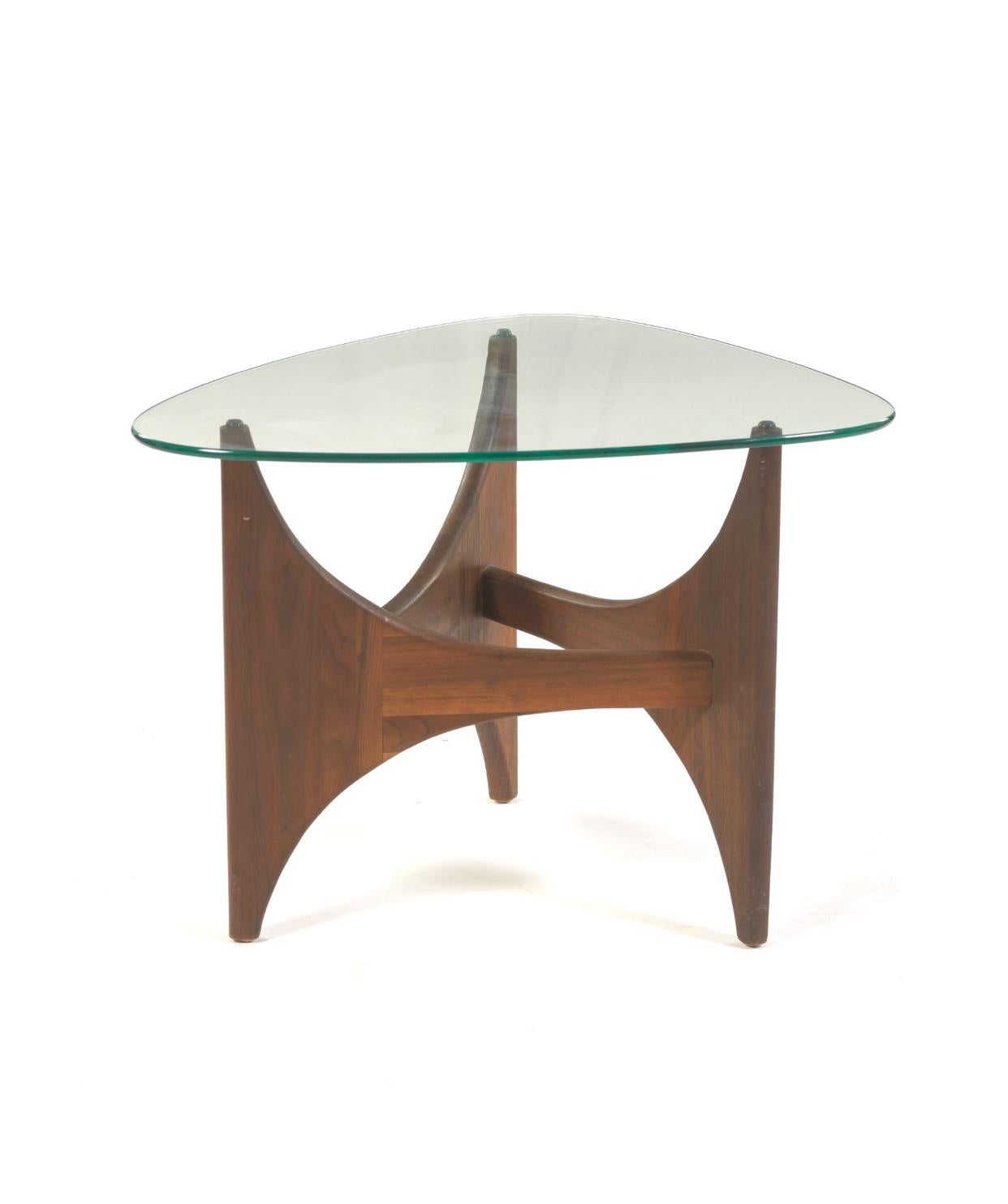 American Adrian Pearsall Oiled Walnut Triangular Side Table For Sale