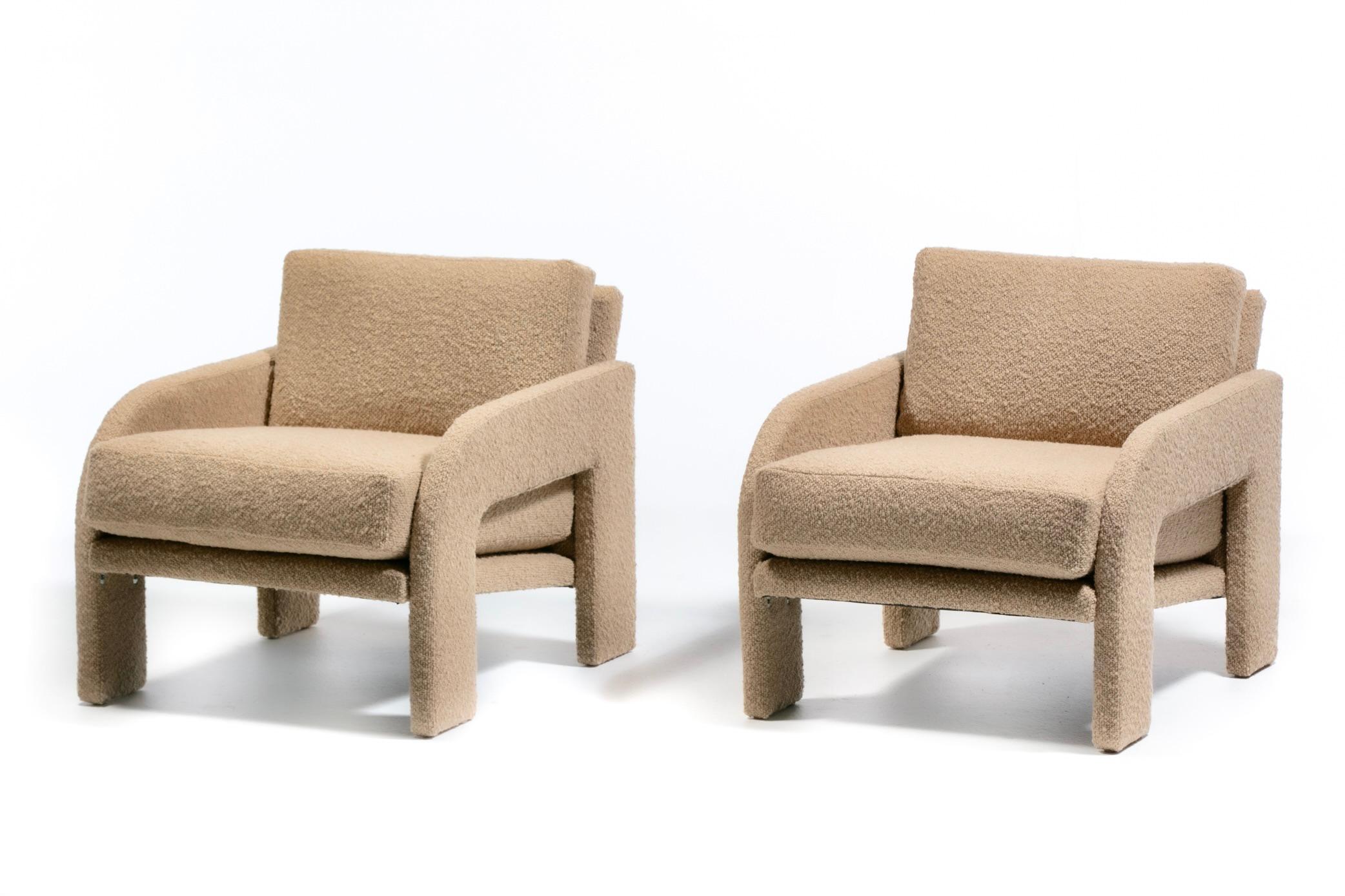 American Adrian Pearsall Organic Modern Lounge Chairs for Comfort Designs in Camel Bouclé For Sale