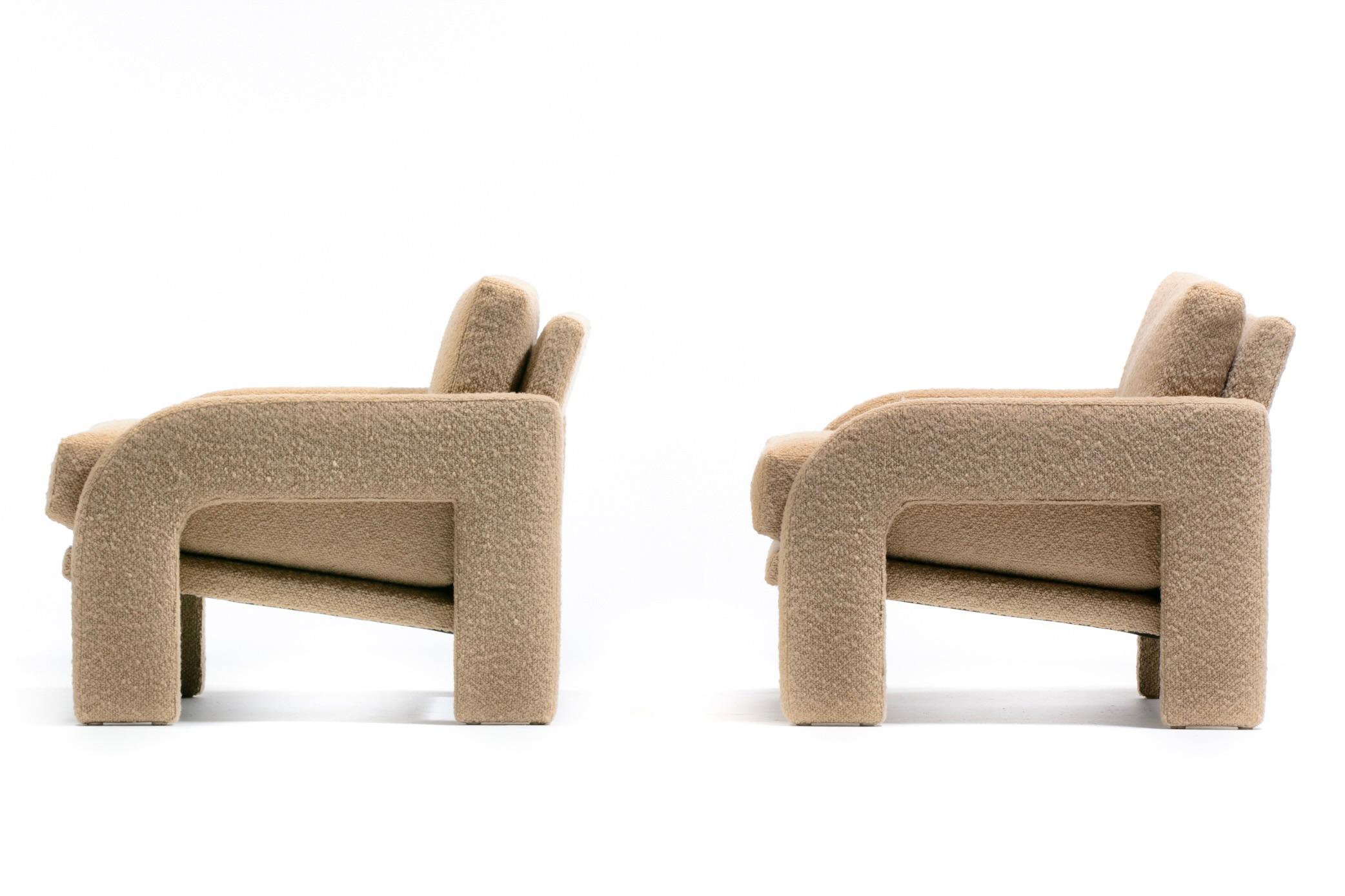 Adrian Pearsall Organic Modern Lounge Chairs for Comfort Designs in Camel Bouclé In Good Condition For Sale In Saint Louis, MO