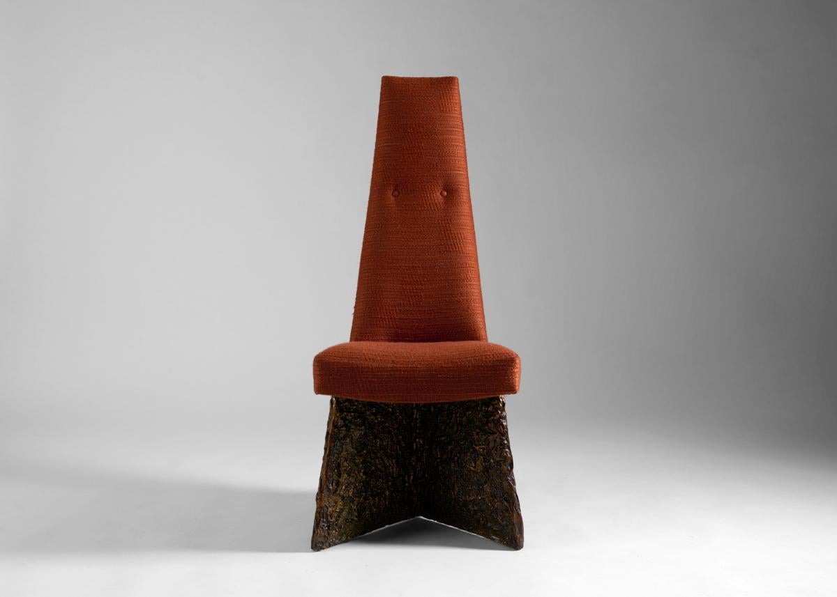 Américain Paire de chaises hautes Adrian Pearsall, en résine dorée de bronze, États-Unis, milieu du 20e siècle en vente