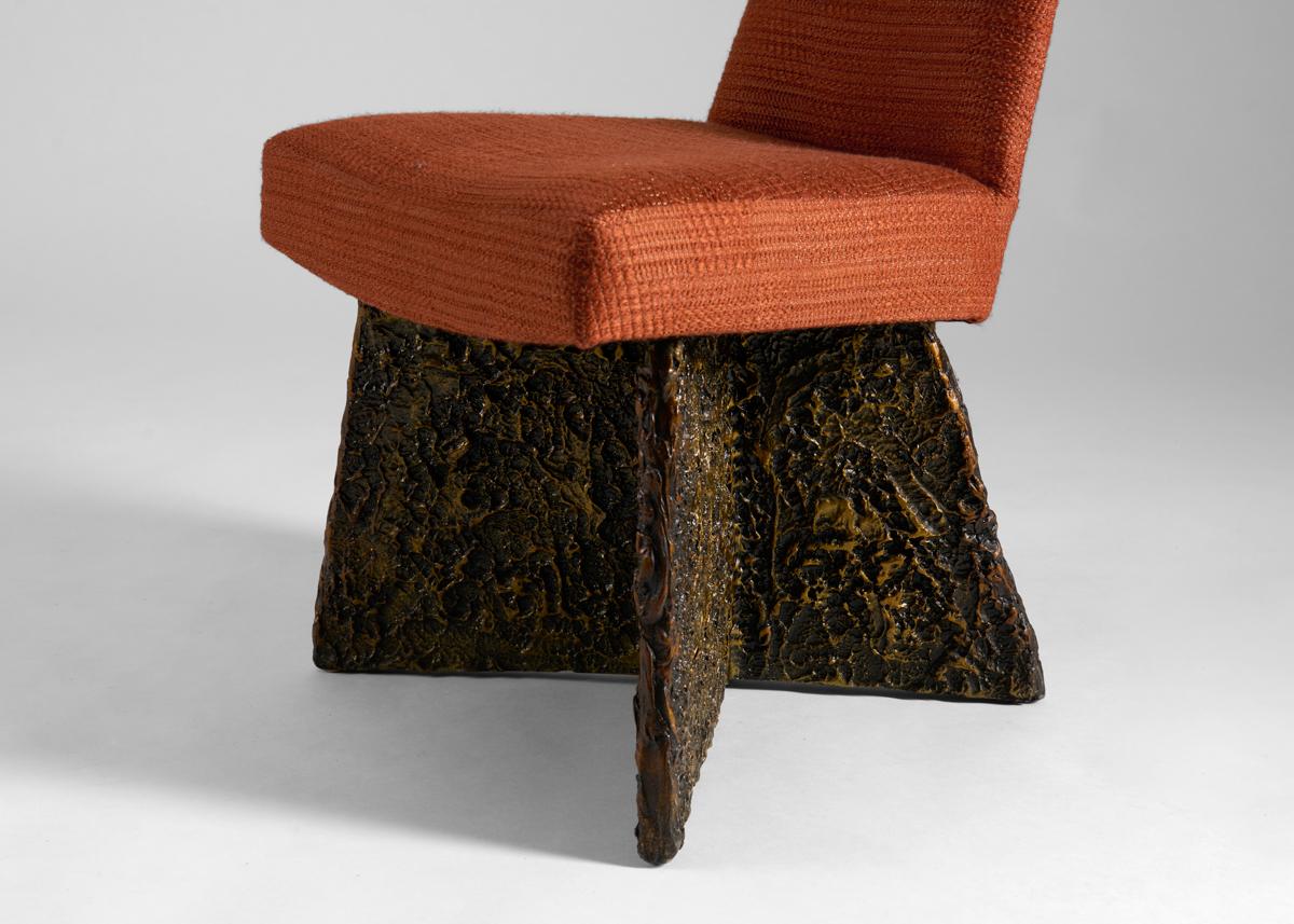 Paire de chaises hautes Adrian Pearsall, en résine dorée de bronze, États-Unis, milieu du 20e siècle Bon état - En vente à New York, NY