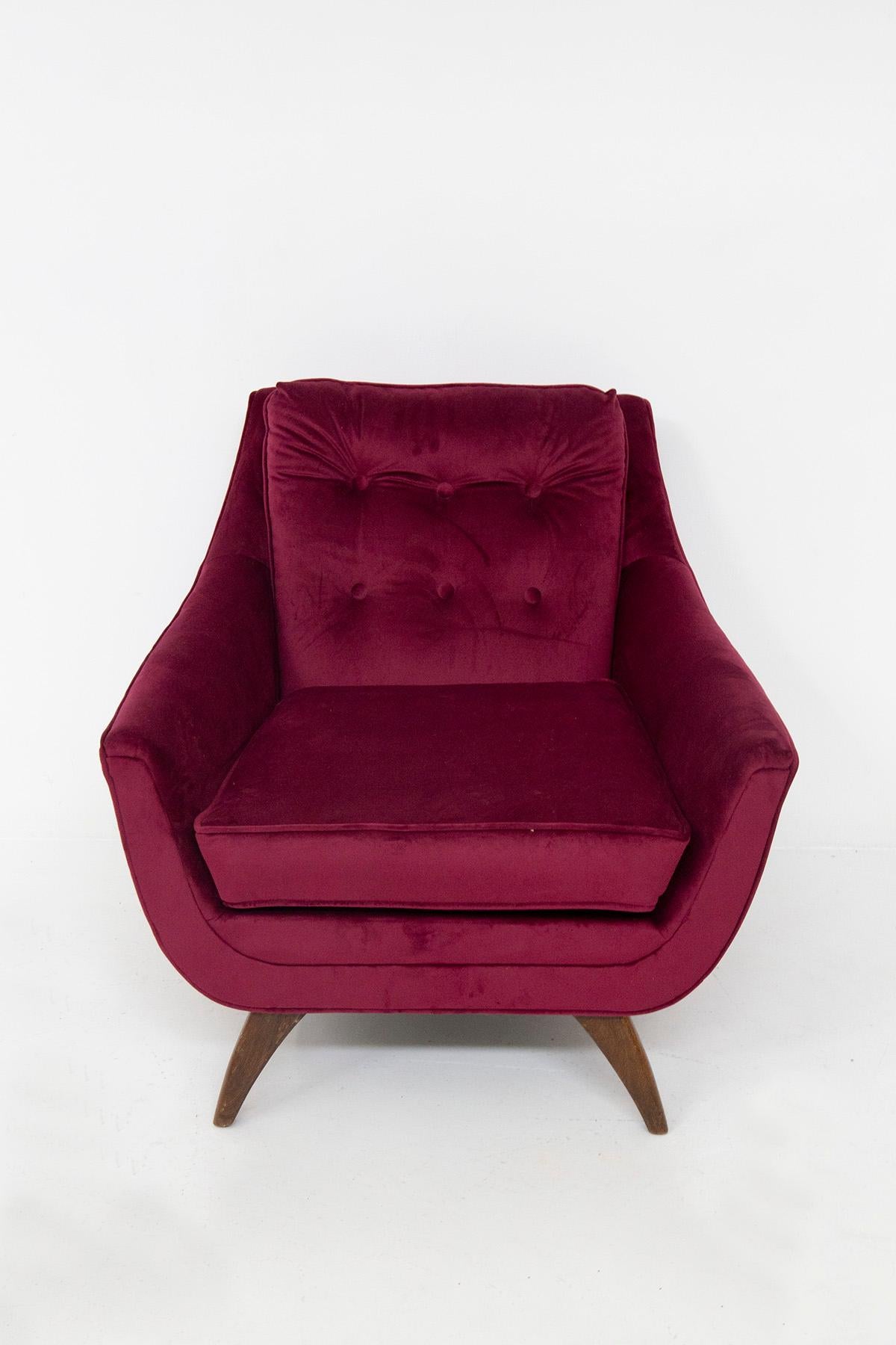 Adrian Pearsall Pair of Purple Armchairs in Velvet Him and Her For Sale 6