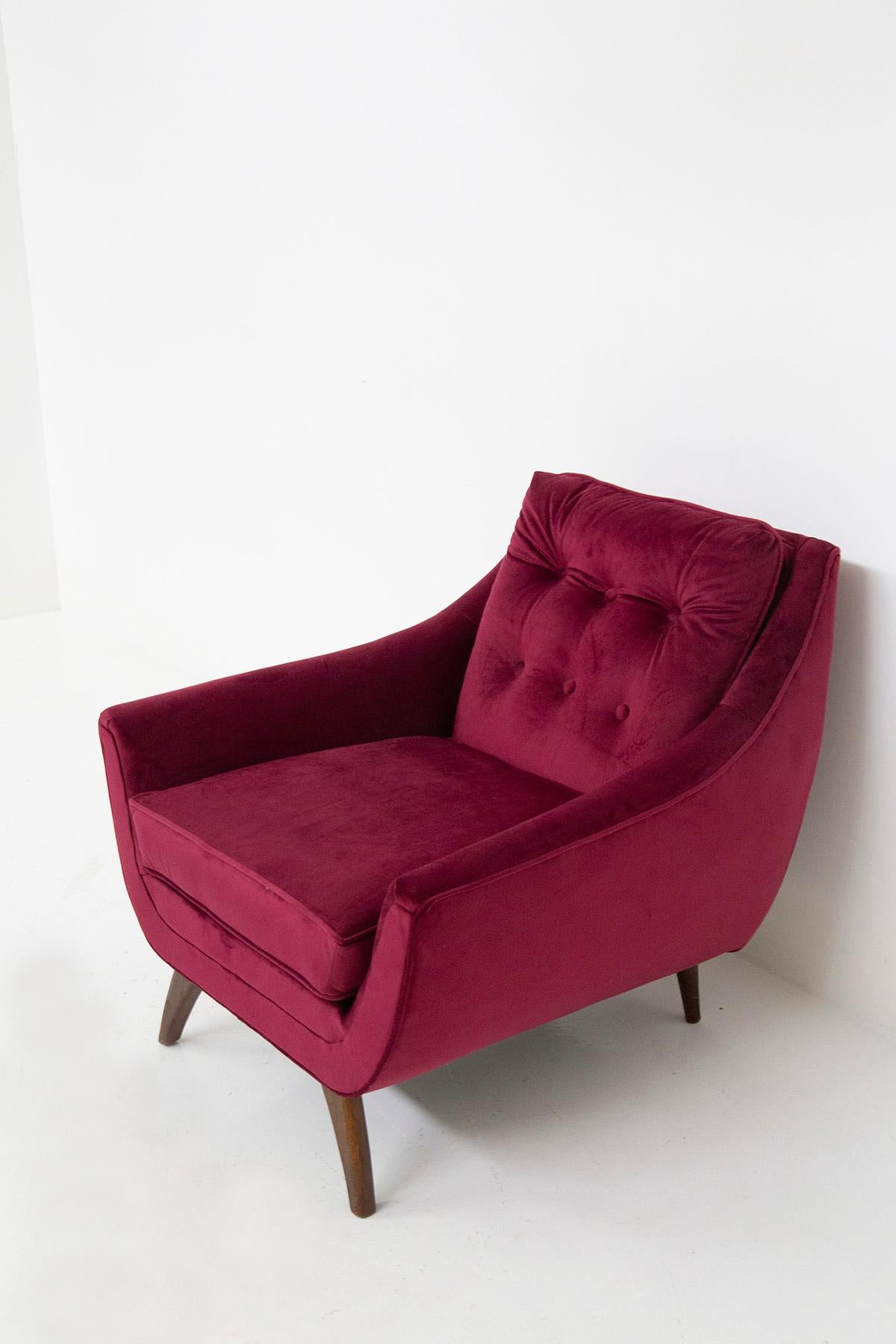 Adrian Pearsall Pair of Purple Armchairs in Velvet Him and Her For Sale 7