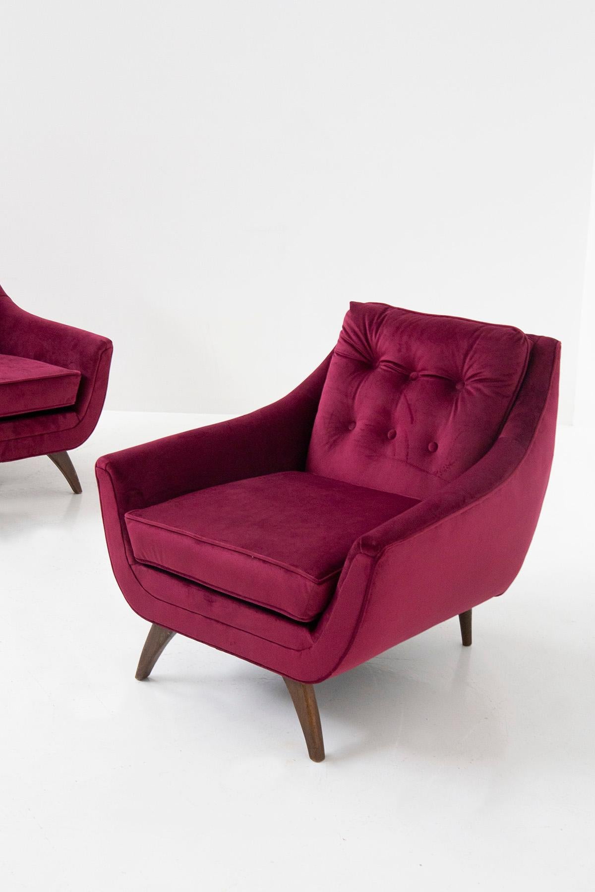 Adrian Pearsall Pair of Purple Armchairs in Velvet Him and Her For Sale 8