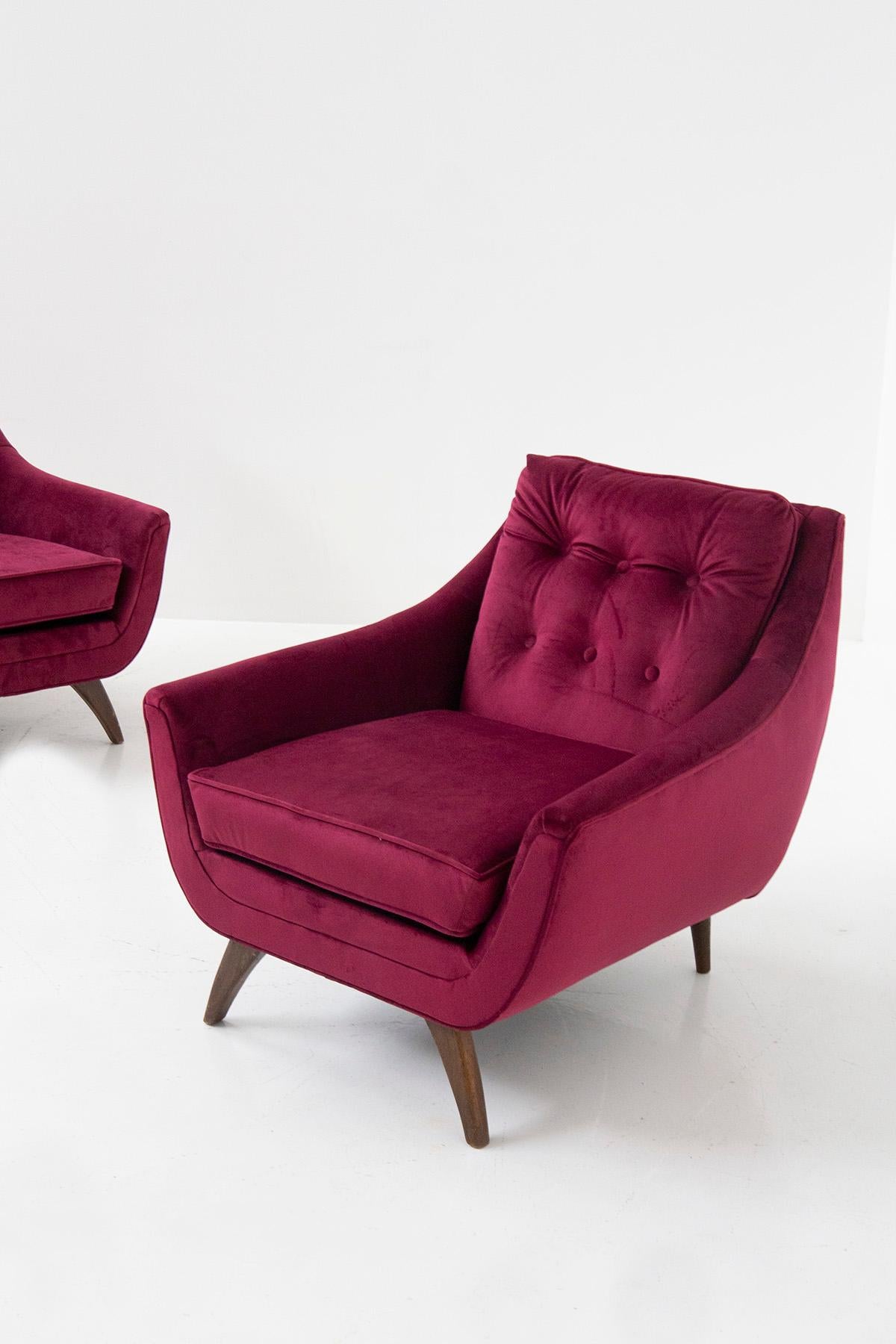 Mid-20th Century Adrian Pearsall Pair of Purple Armchairs in Velvet Him and Her For Sale