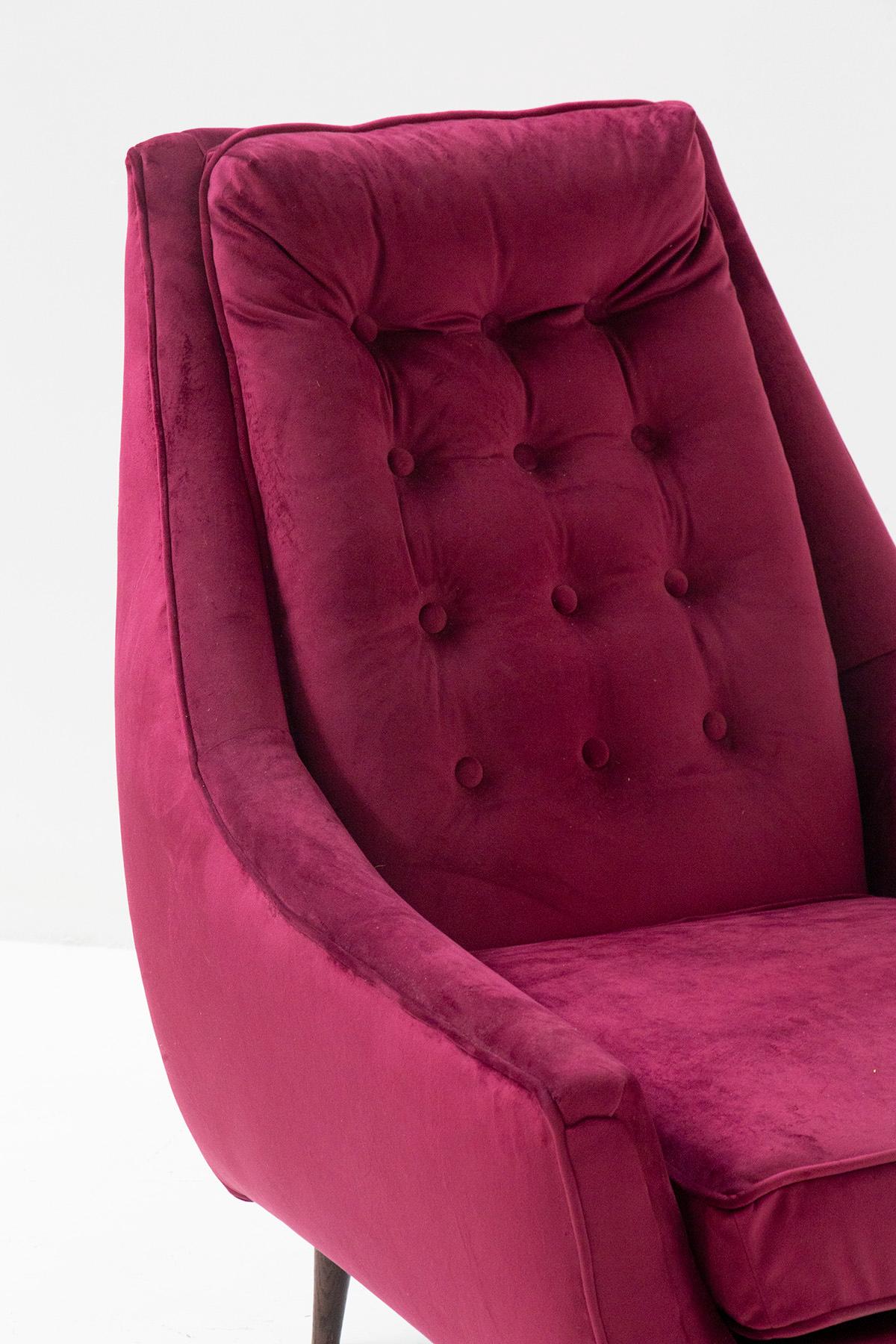 Adrian Pearsall Pair of Purple Armchairs in Velvet Him and Her For Sale 1