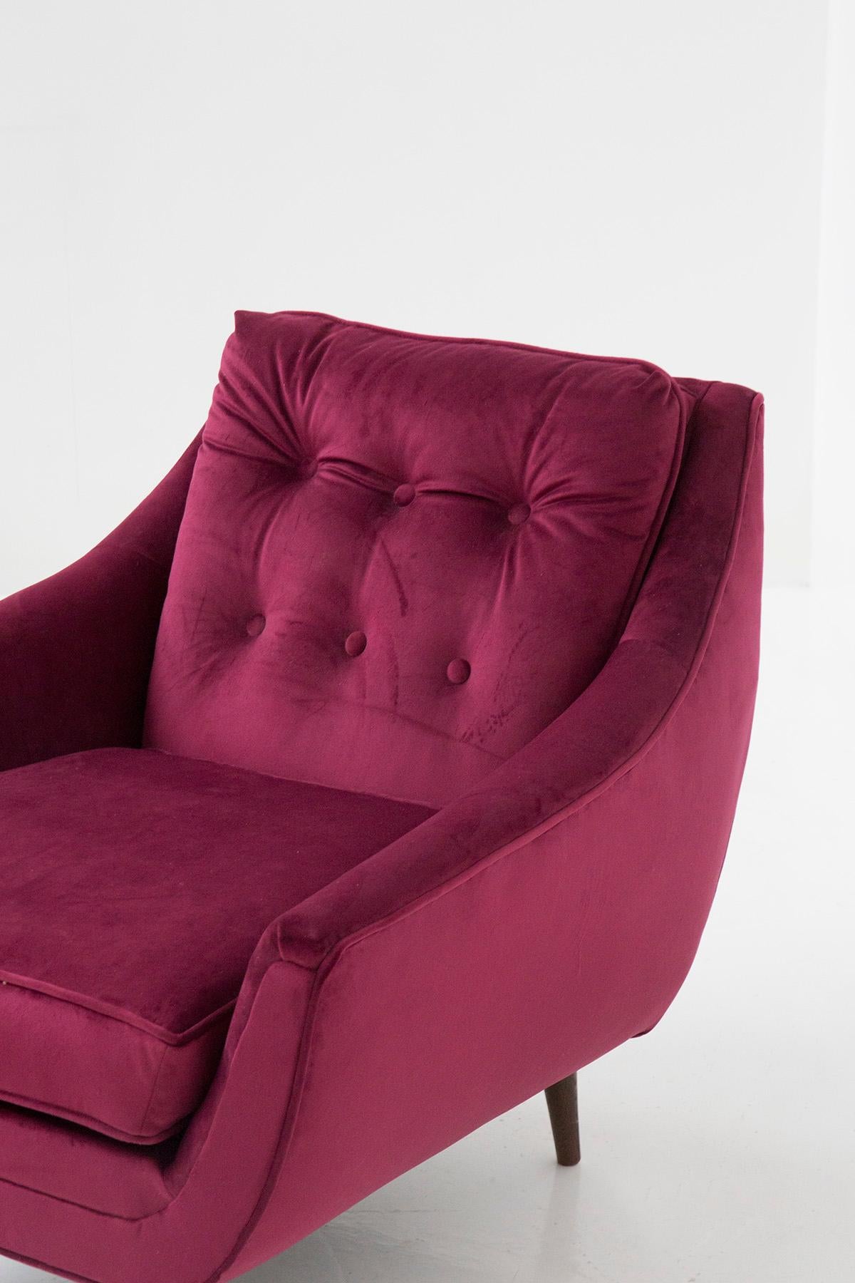 Adrian Pearsall Pair of Purple Armchairs in Velvet Him and Her For Sale 3