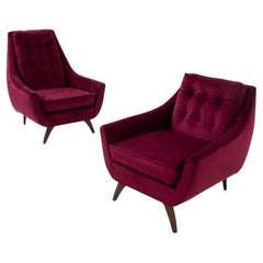 Adrian Pearsall Pair of Purple Armchairs in Velvet Him and Her