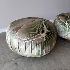 Adrian Pearsall Pair Swivel Ottoman/Poufs, Holly Hunt Velvet