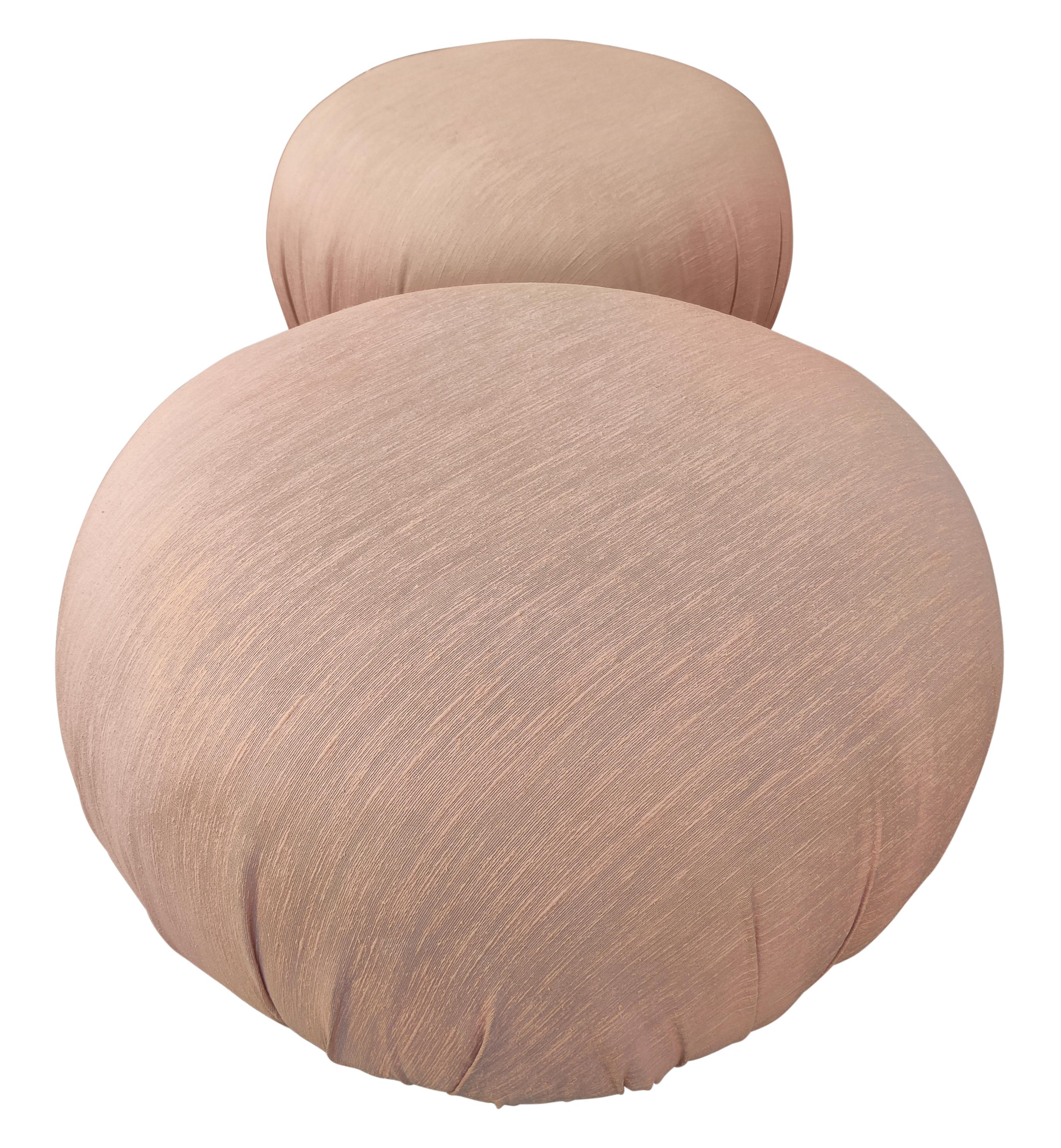 Adrian Pearsall Pair Swivel Pouf Ottomans Benches Stools with Cloth Bases, 1980s For Sale 2