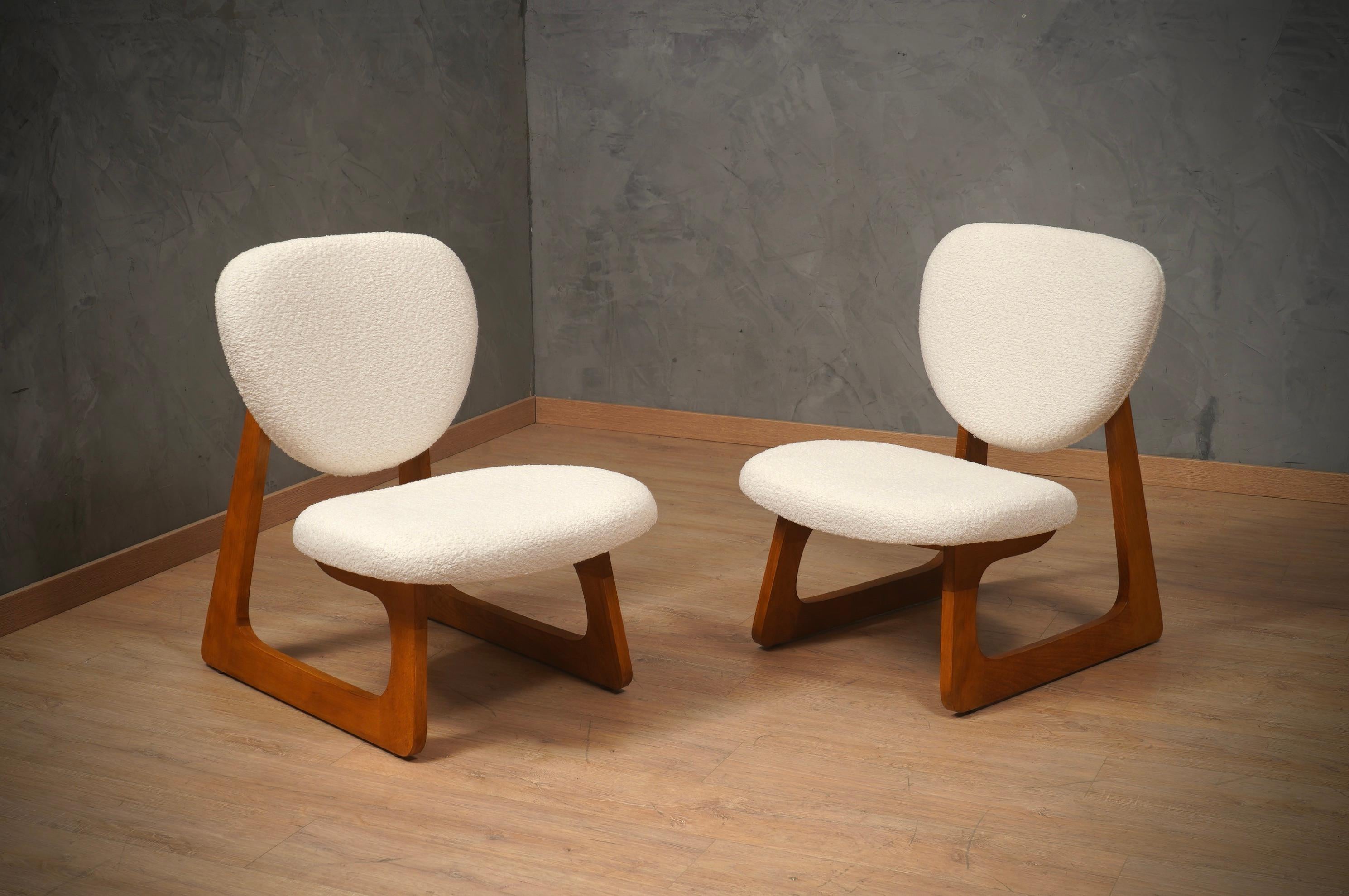 Fabric Adrian Pearsall per Craft Associates Mid-Century ArmChairs, 1980 For Sale