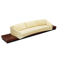 Adrian Pearsall ‘Platform’ Curved Sofa in Walnut and Butter Yellow Upholstery