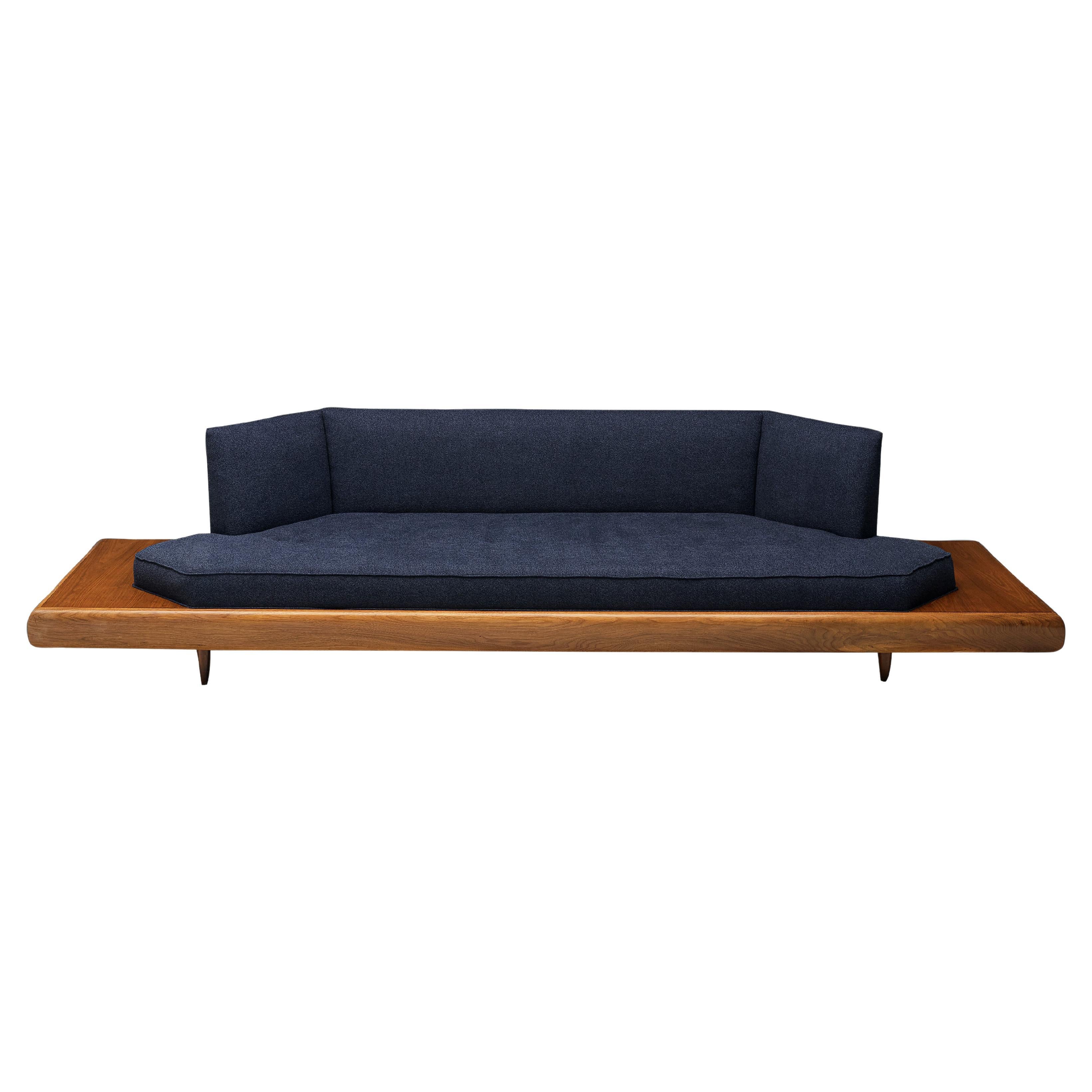 Adrian Pearsall Platform Sofa '2006S' in Walnut and Blue Upholstery