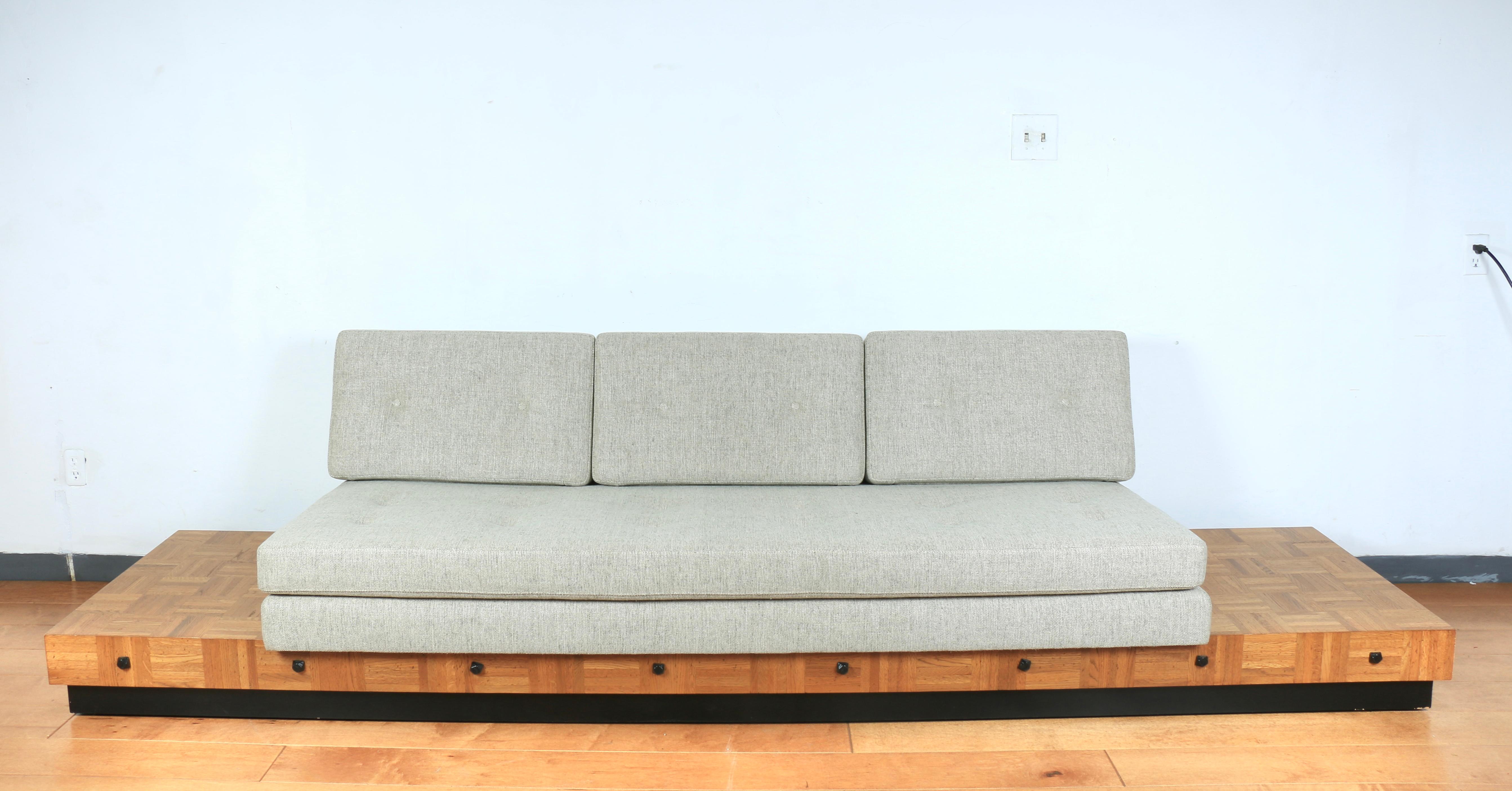 Wood Adrian Pearsall Platform Sofa For Sale