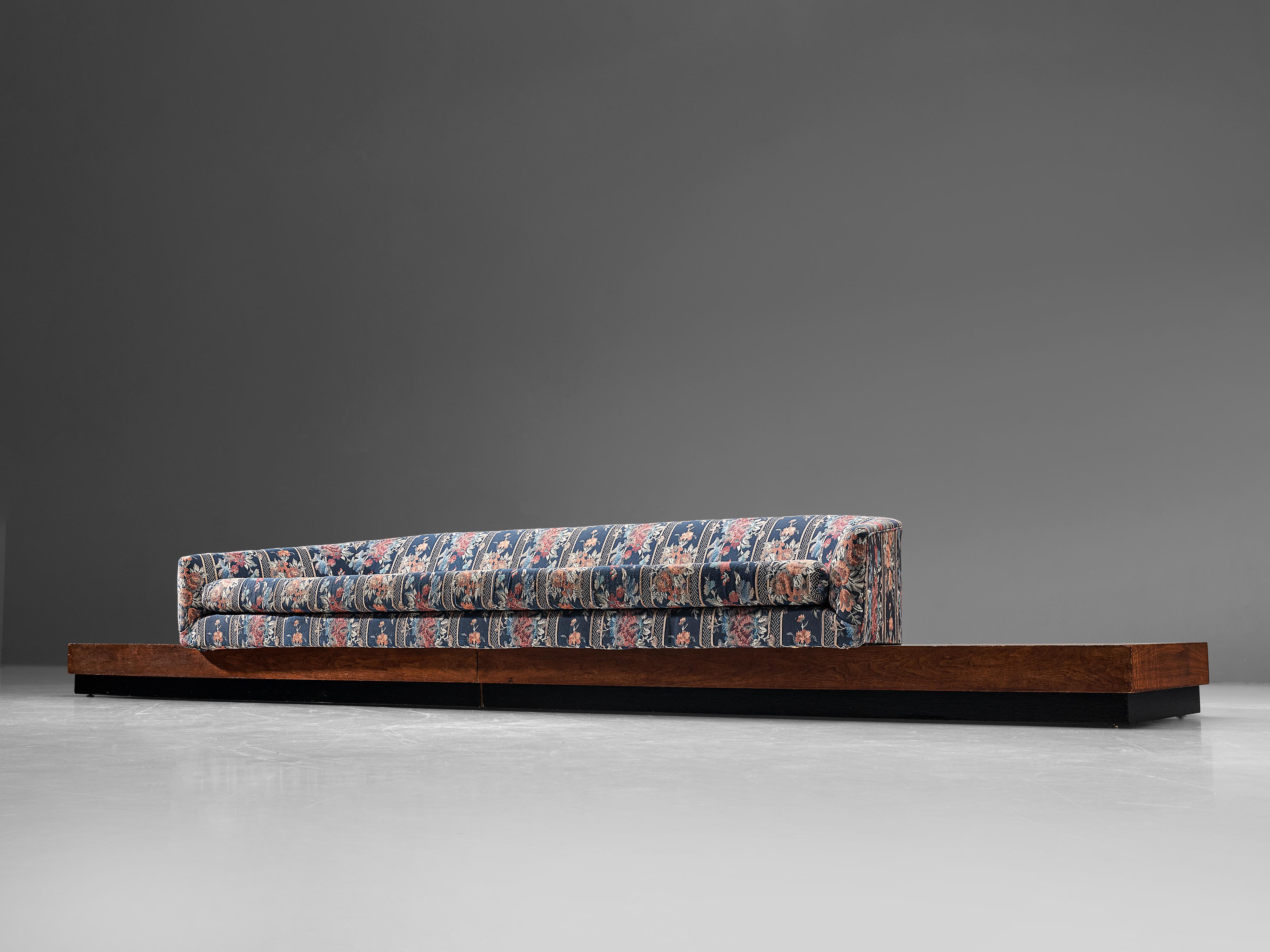 Adrian Pearsall Platform Sofa in Flower Upholstery and Walnut 1