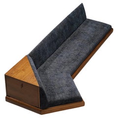 Vintage Adrian Pearsall Platform Sofa in Walnut and Blue Upholstery