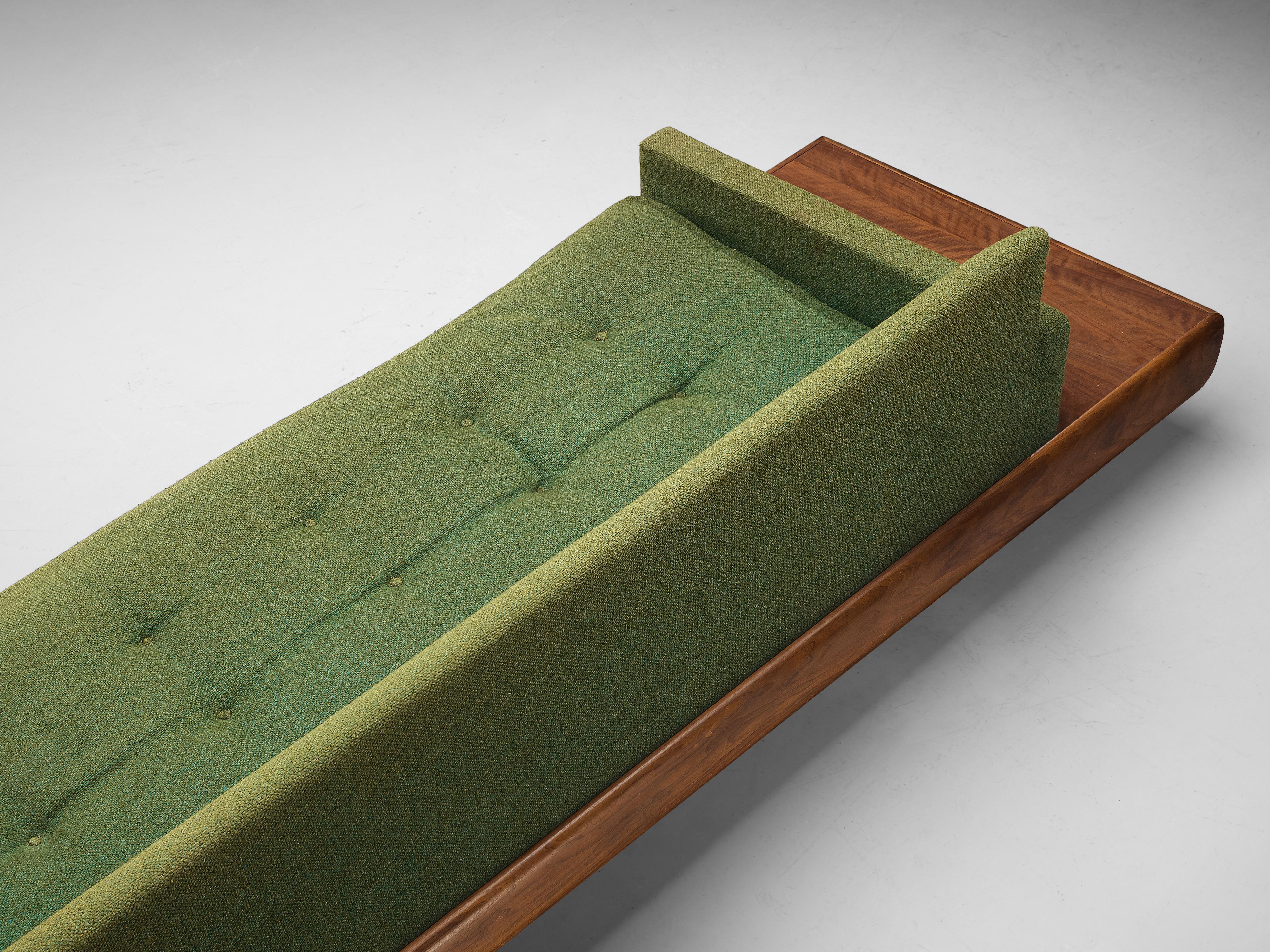 Adrian Pearsall Platform Sofa in Walnut and Green Upholstery 1