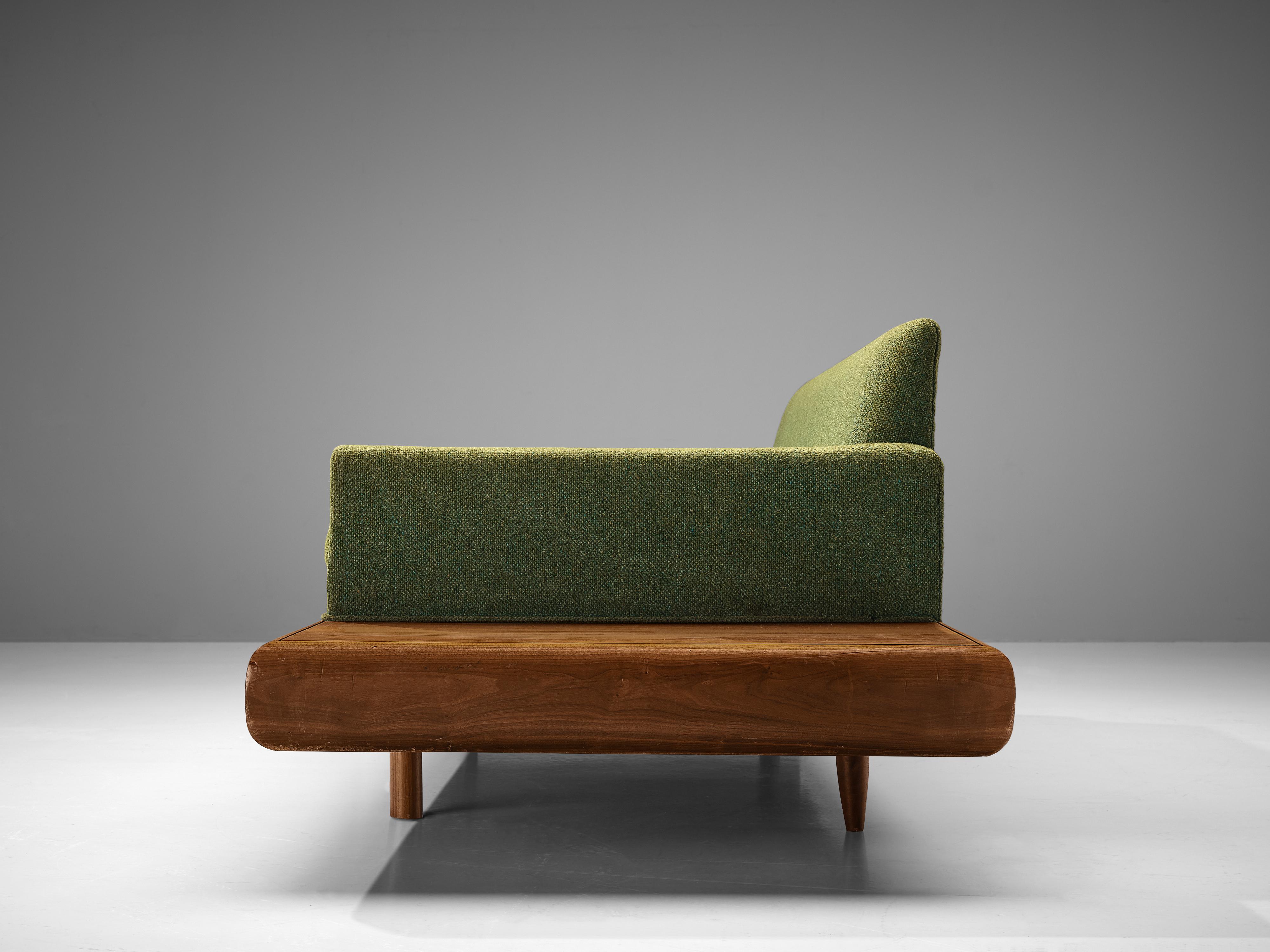 Adrian Pearsall Platform Sofa in Walnut and Green Upholstery 2