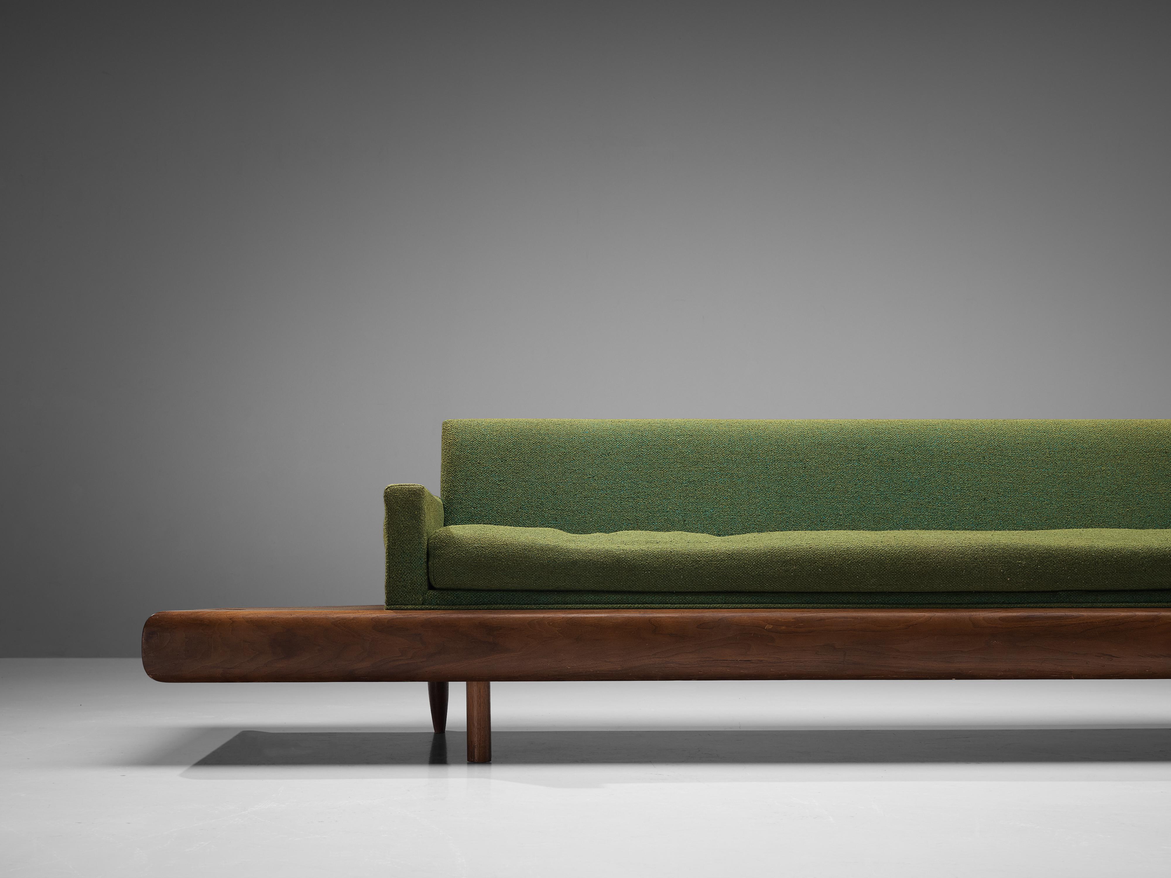 Mid-20th Century Adrian Pearsall Platform Sofa in Walnut and Green Upholstery