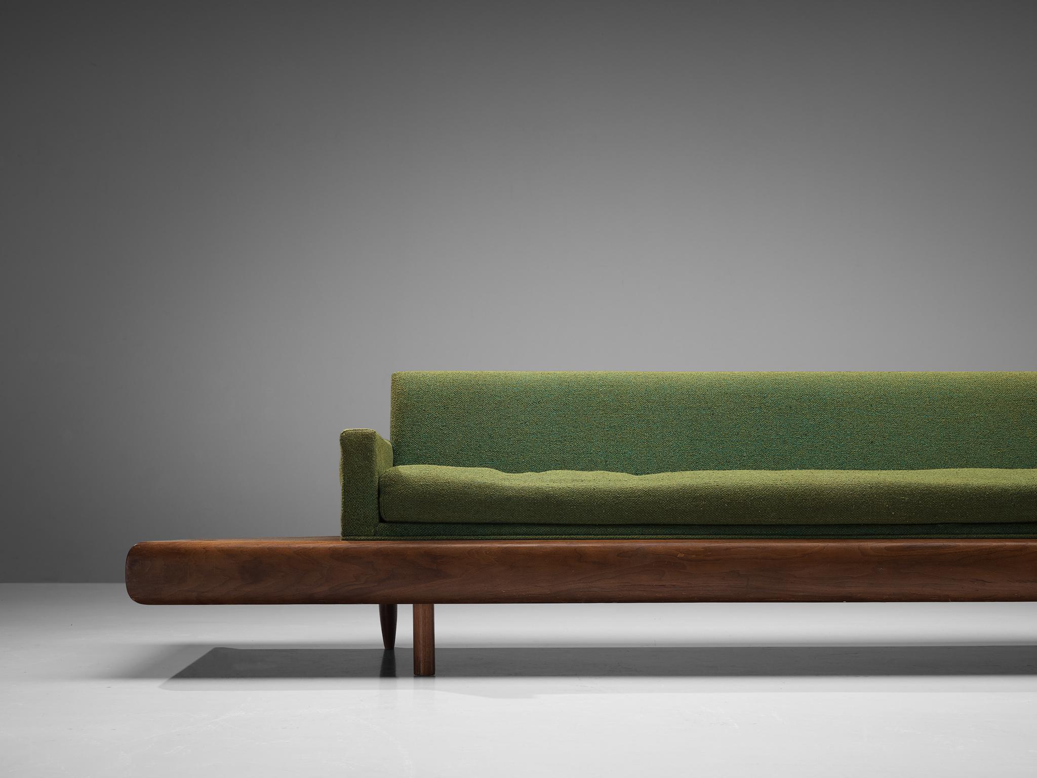 Mid-20th Century Adrian Pearsall Platform Sofa in Walnut and Green Upholstery  For Sale