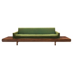 Vintage Adrian Pearsall Platform Sofa in Walnut and Green Upholstery