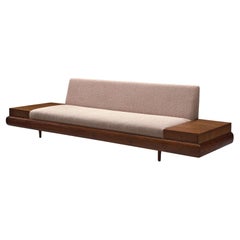 Adrian Pearsall Platform Sofa in Walnut and Pastel Pink Upholstery