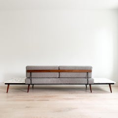 Adrian Pearsall Platform Sofa w/ Floating Marble End Tables - New Upholstery