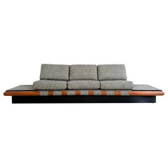 Adrian Pearsall Platform Sofa w/ Slate End Tables, New Grey / Black Upholstery