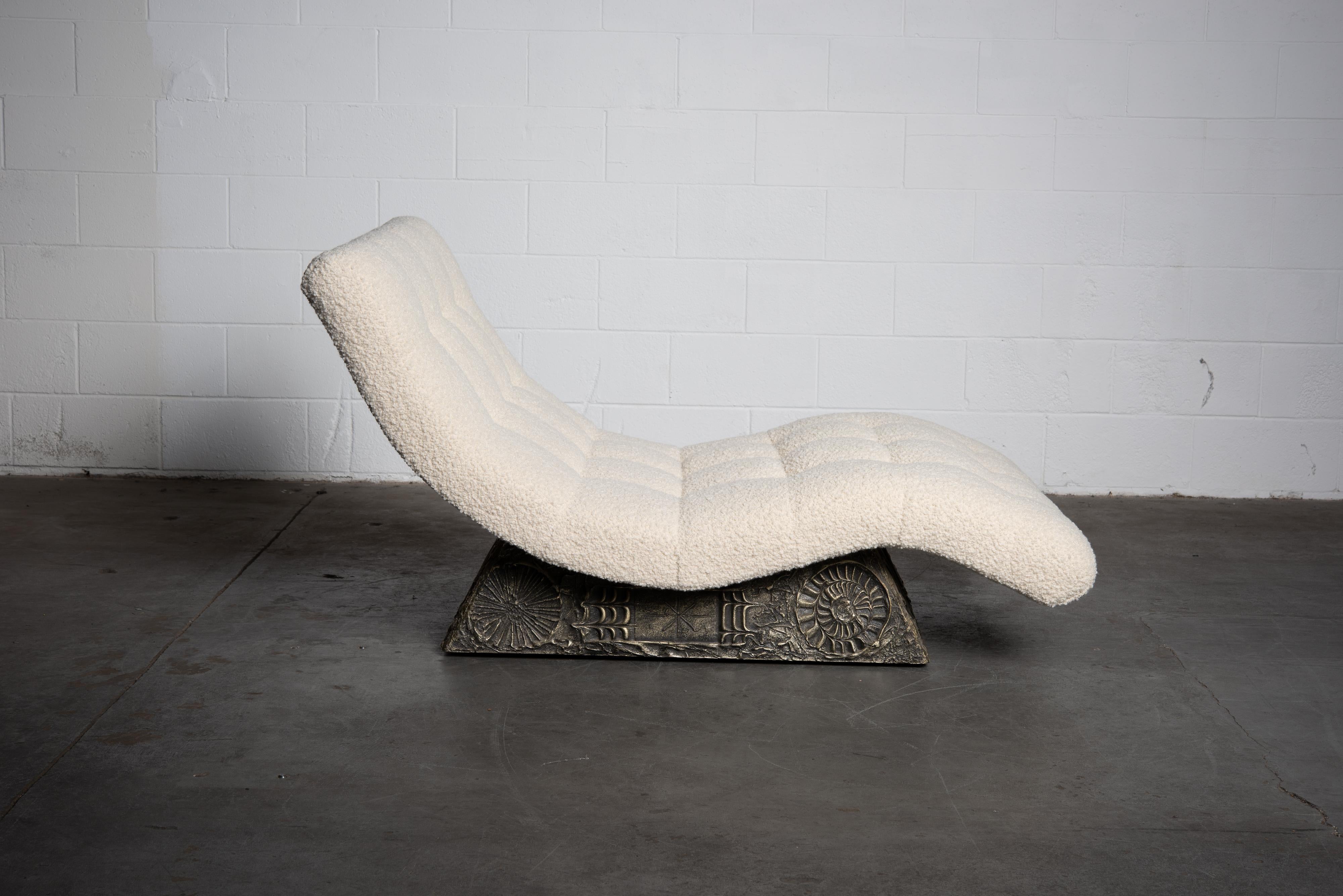 Mid-Century Modern Adrian Pearsall Rare Brutalist 'Wave' Daybed in Alpaca Bouclé, 1960s, Signed