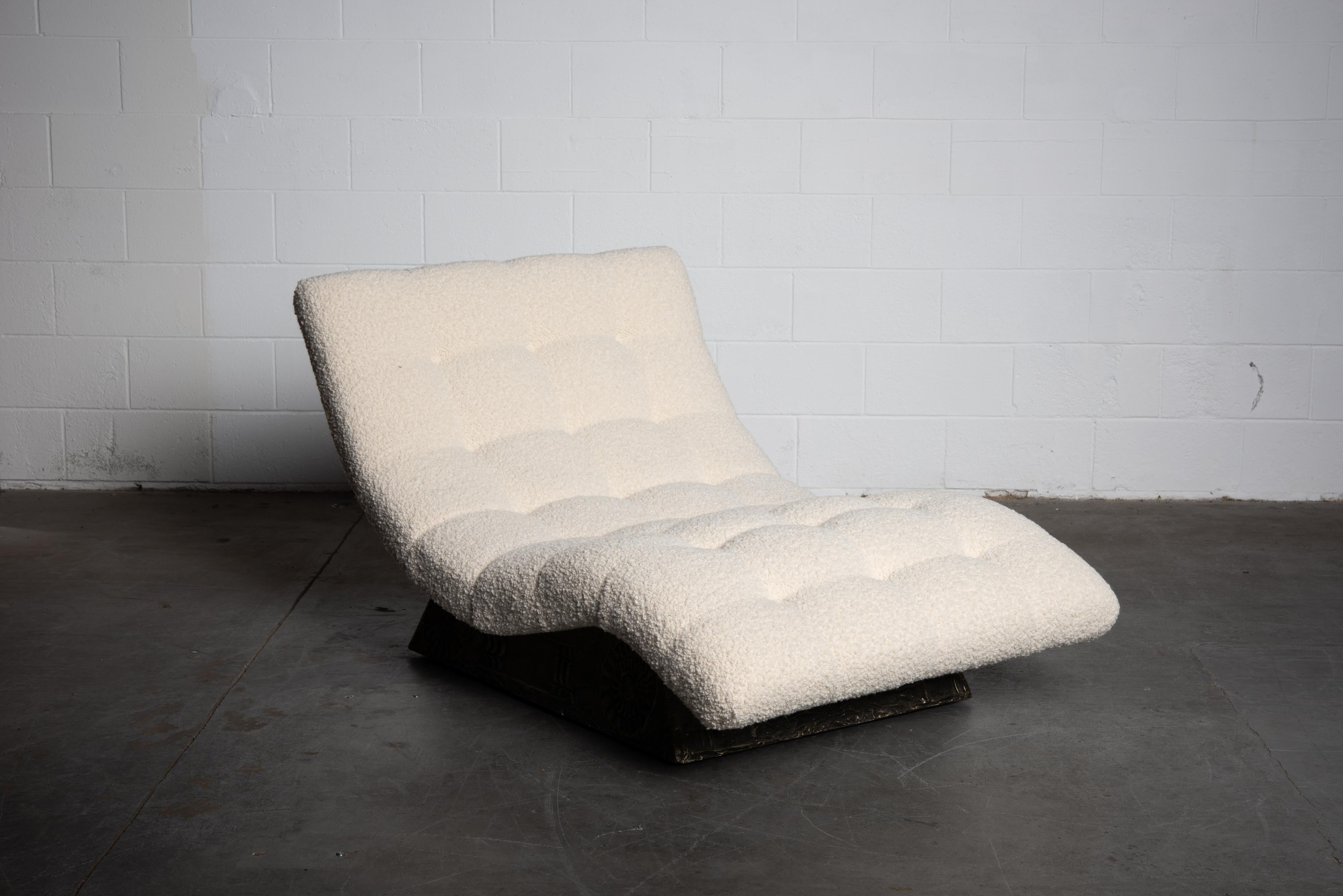 Mid-20th Century Adrian Pearsall Rare Brutalist 'Wave' Daybed in Alpaca Bouclé, 1960s, Signed