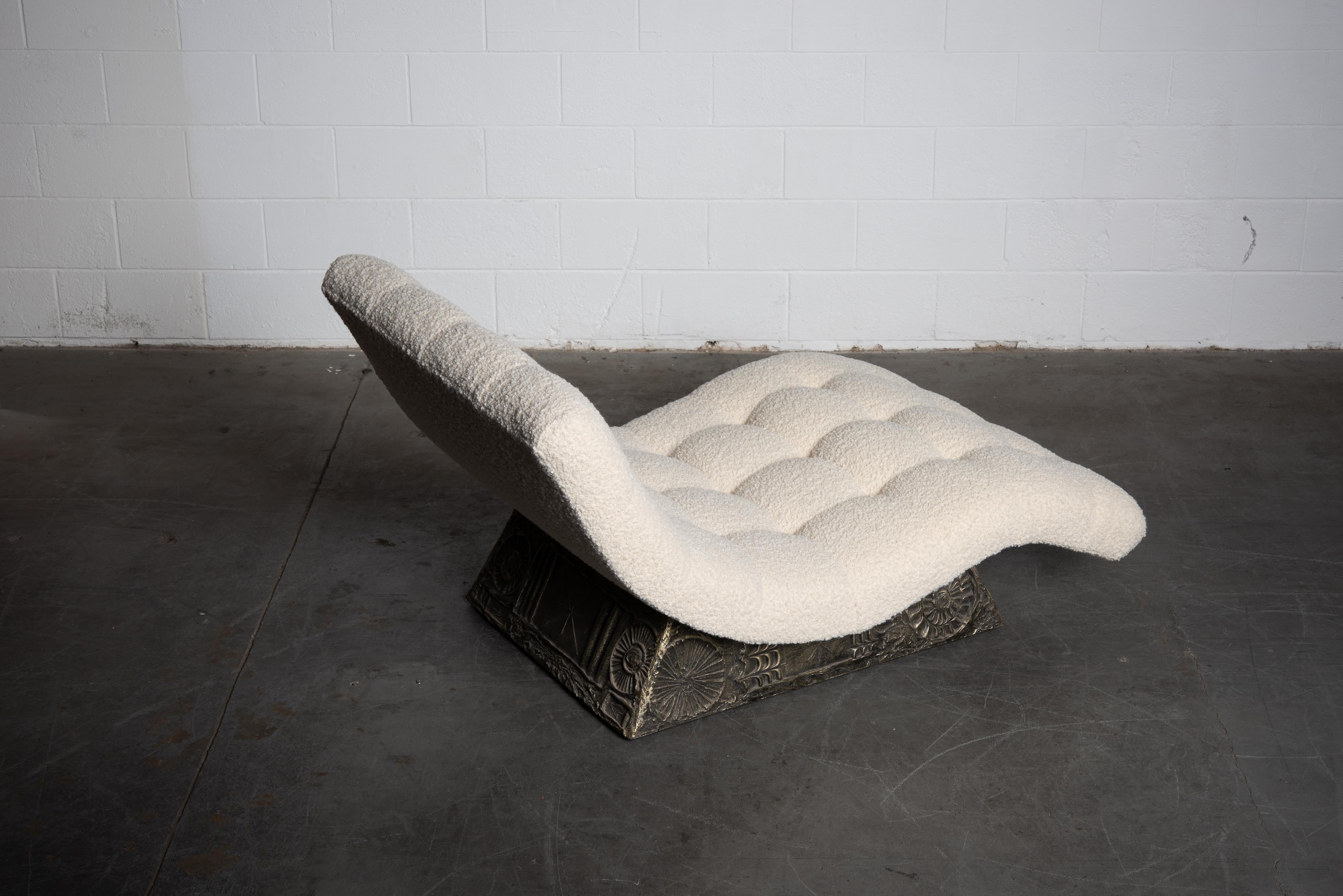 Adrian Pearsall Rare Brutalist 'Wave' Daybed in Alpaca Bouclé, 1960s, Signed 3
