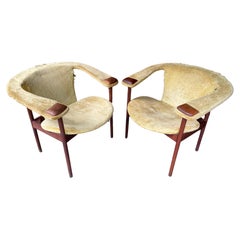 Adrian Pearsall Rare Walnut Lounge Armchairs Pair, Unrestored