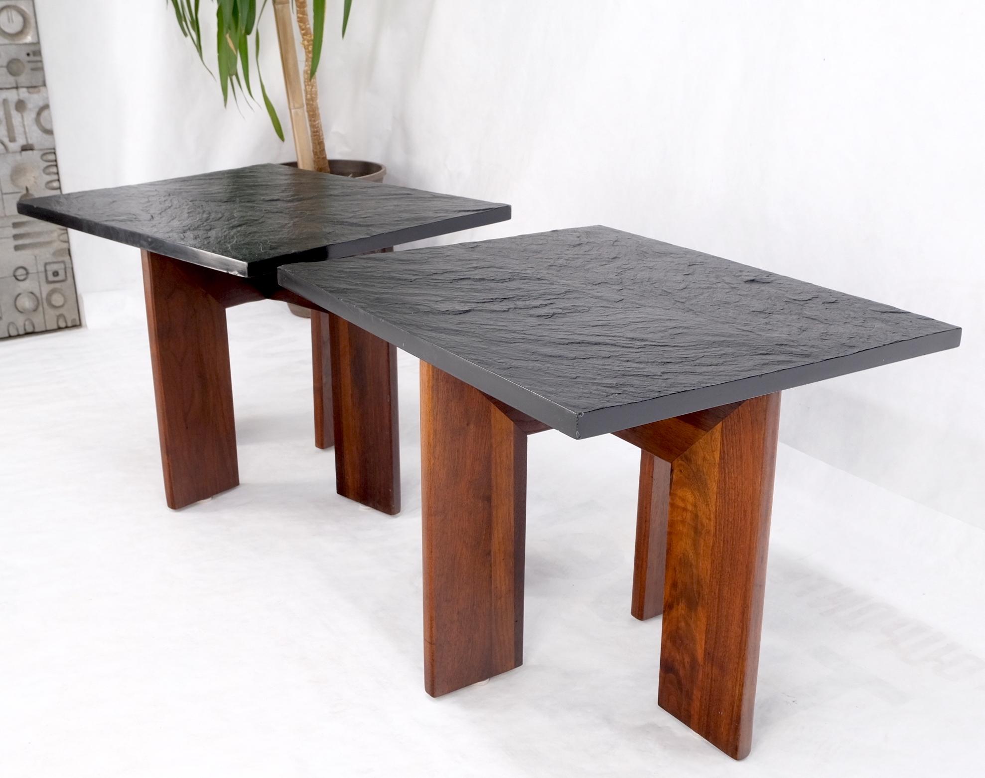 Adrian Pearsall Rectangle Slate Top Oiled Walnut Bases End Stands Side Tables  3