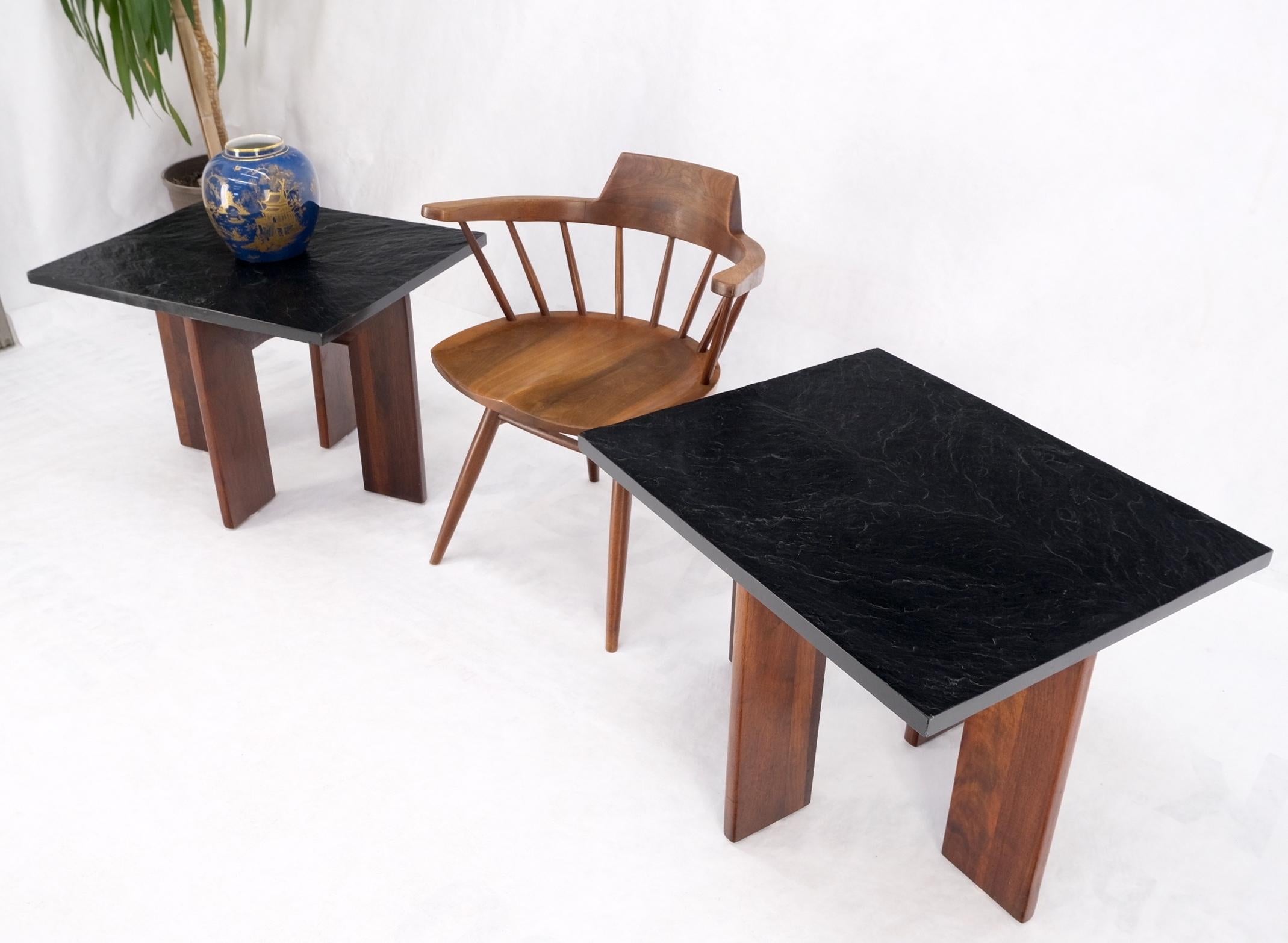 Adrian Pearsall Rectangle Slate Top Oiled Walnut Bases End Stands Side Tables  4