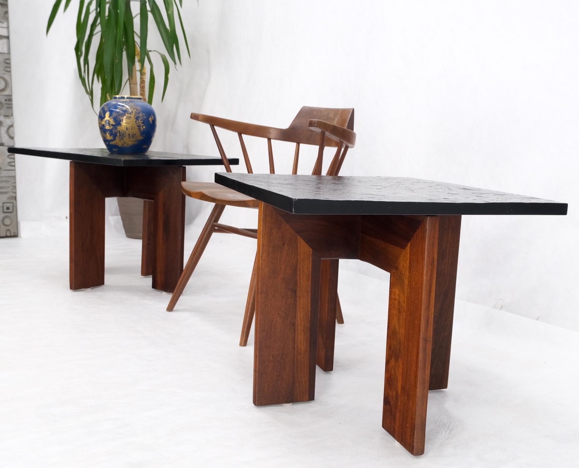 Adrian Pearsall Rectangle Slate Top Oiled Walnut Bases End Stands Side Tables  5