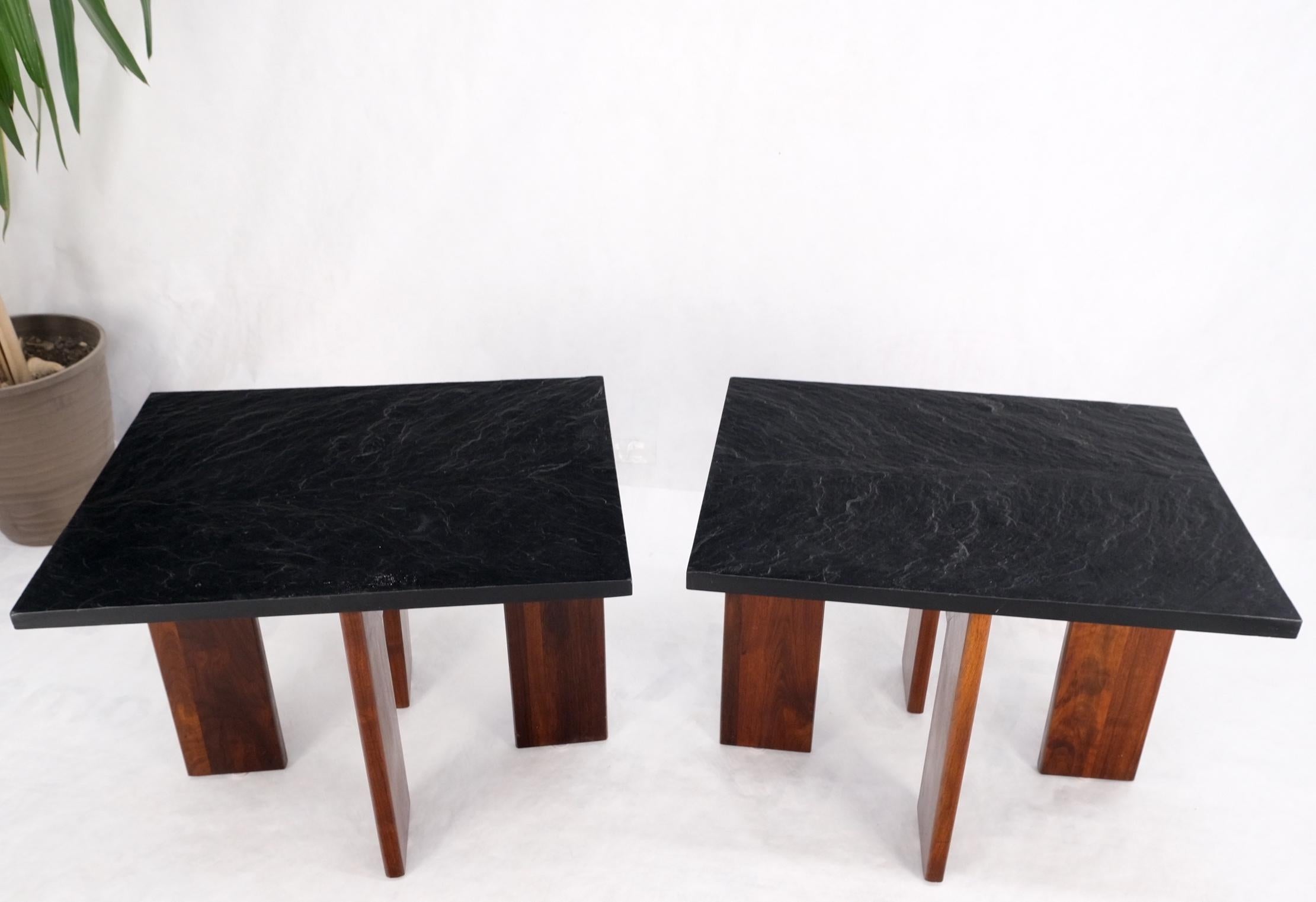 Adrian Pearsall Rectangle Slate Top Oiled Walnut Bases End Stands Side Tables  7