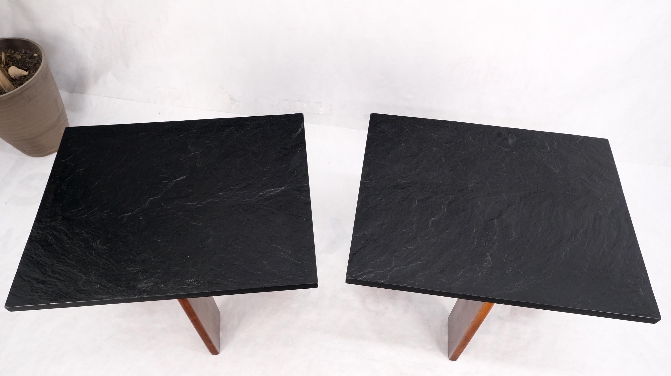 Adrian Pearsall Rectangle Slate Top Oiled Walnut Bases End Stands Side Tables  8
